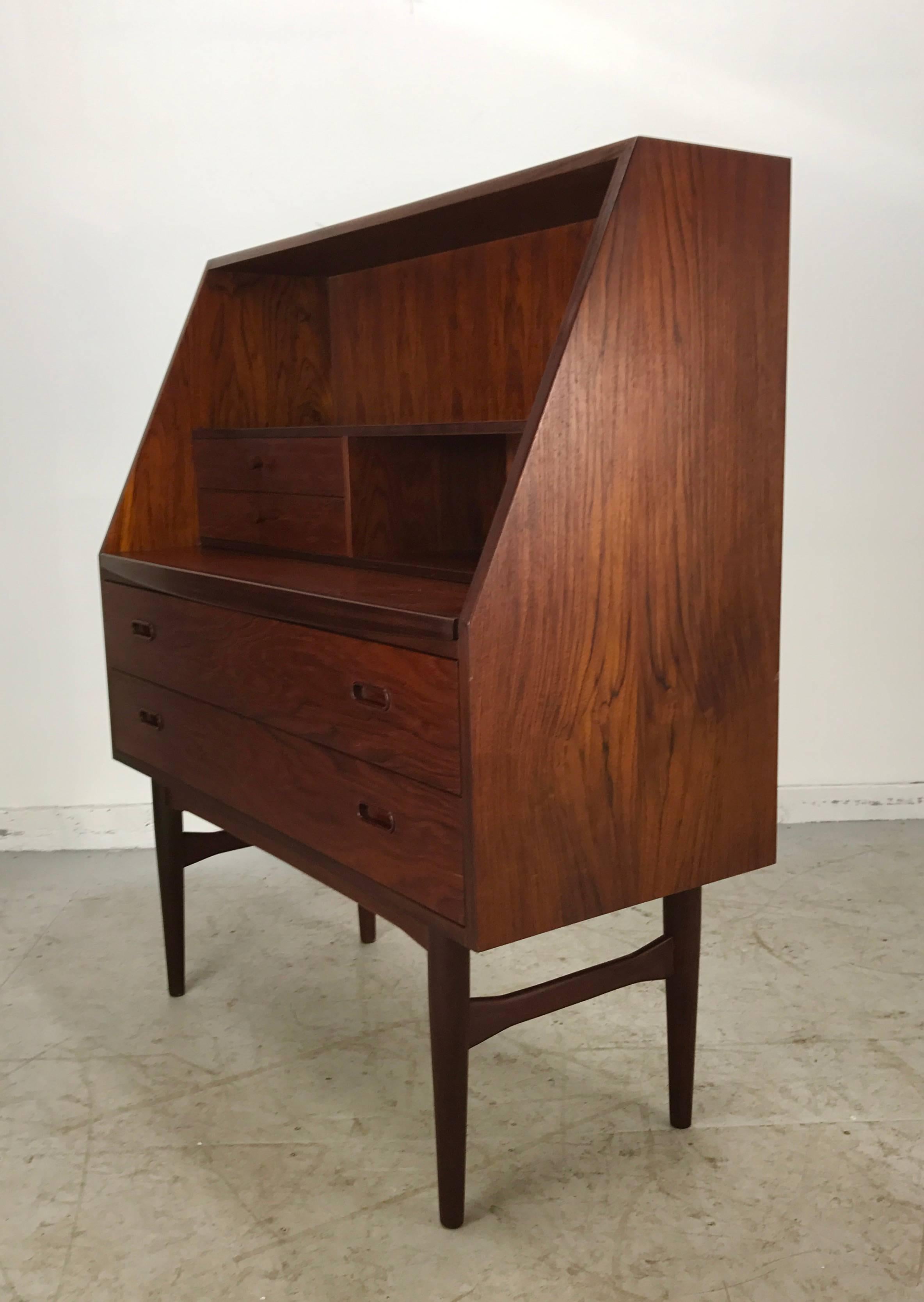 Stunning Rosewood Modernist Arne Vodder Secretary Writing Desk In Excellent Condition In Buffalo, NY