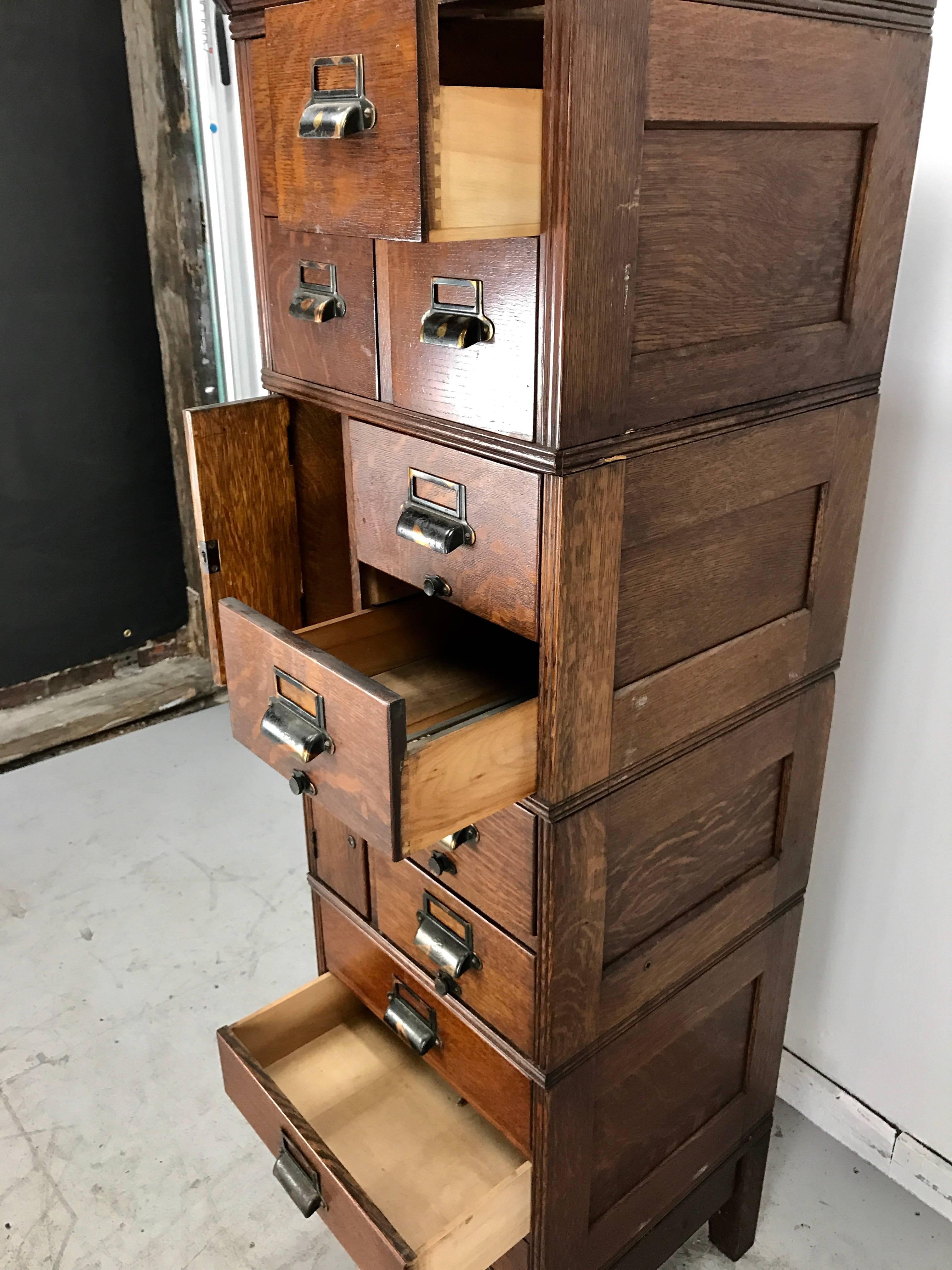 Industrial Stunning Architectural Quartered Oak Stackable File, Yawman & Erbe