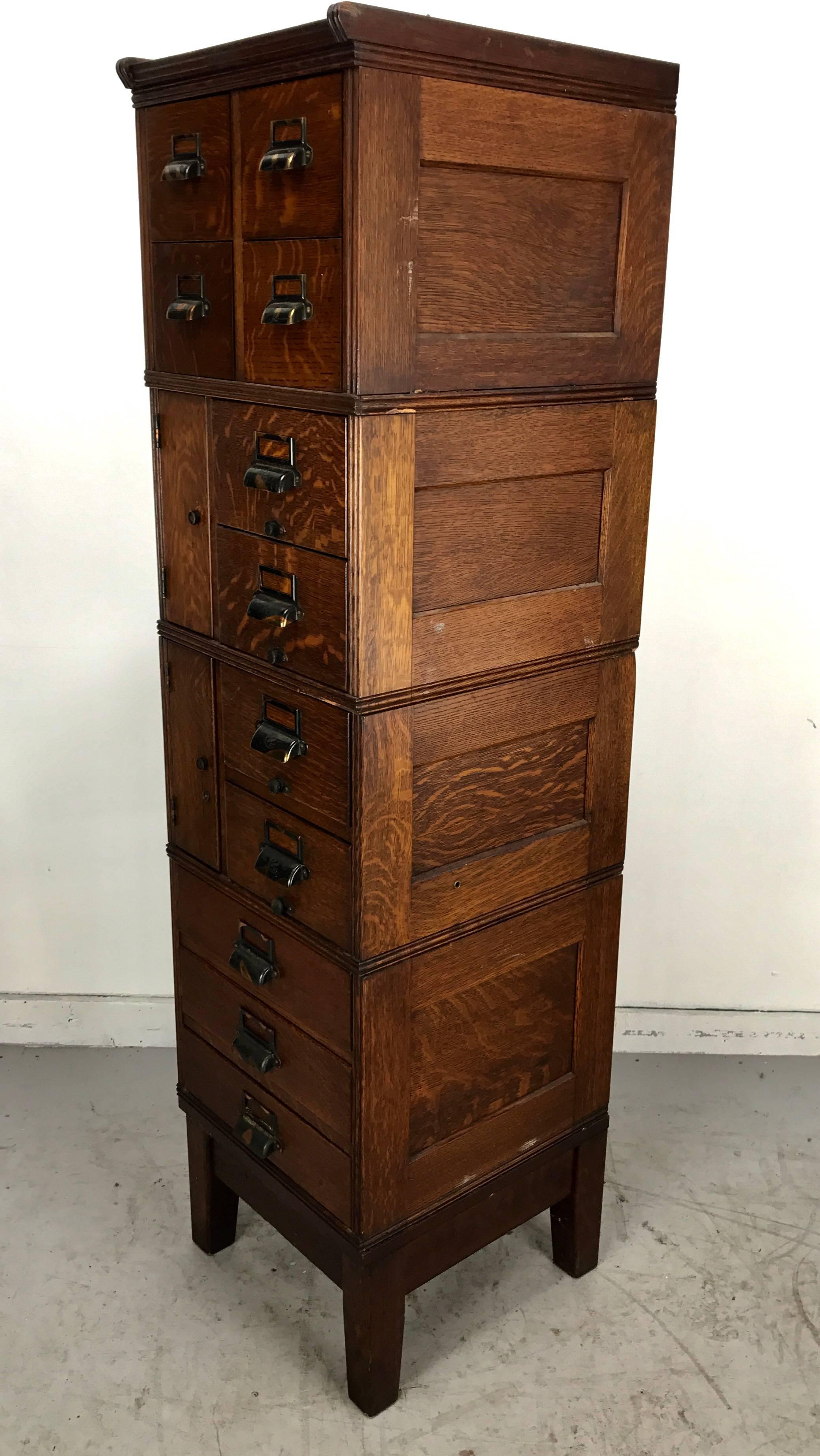 American Stunning Architectural Quartered Oak Stackable File, Yawman & Erbe