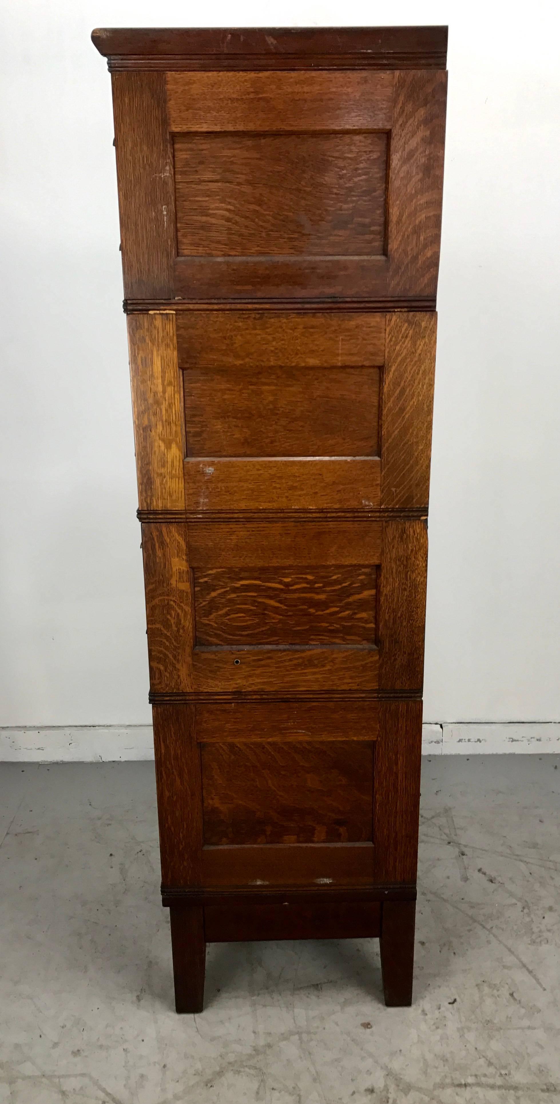 Stunning Architectural Quartered Oak Stackable File, Yawman & Erbe In Good Condition In Buffalo, NY