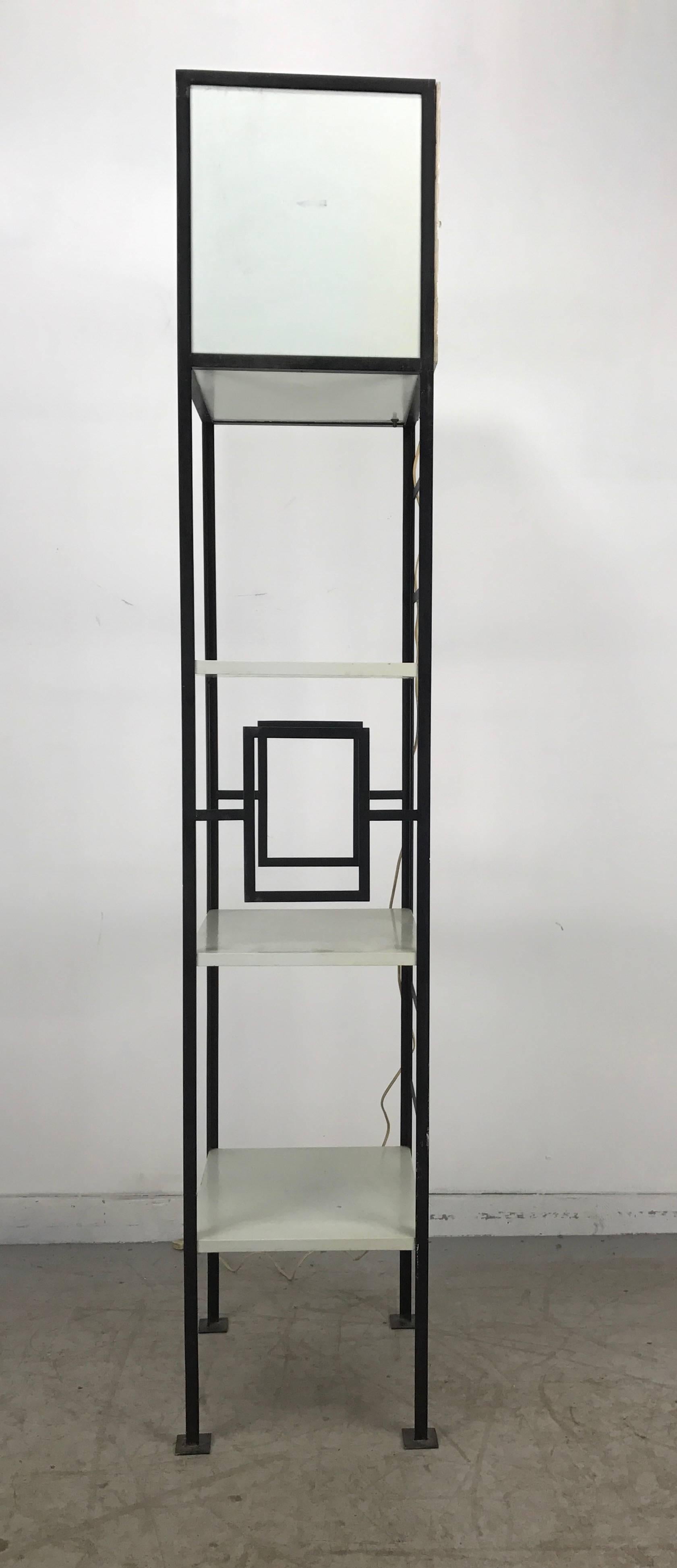 American Rare Modernist Iron Weinberg Style Neon Grandfather Shelf Clock