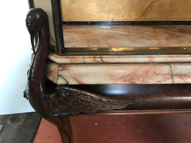 Stunning French Art Deco Bronze, Glass, Marble Carved Wood Vitrine-Display Case In Good Condition For Sale In Buffalo, NY