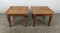 Stunning Pair of Burl and Brass Occasional Tables by Mastercraft
