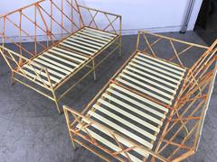 Matching Pair of Faux Bamboo Settee's, Stunning Regency Design by Meadowcraft