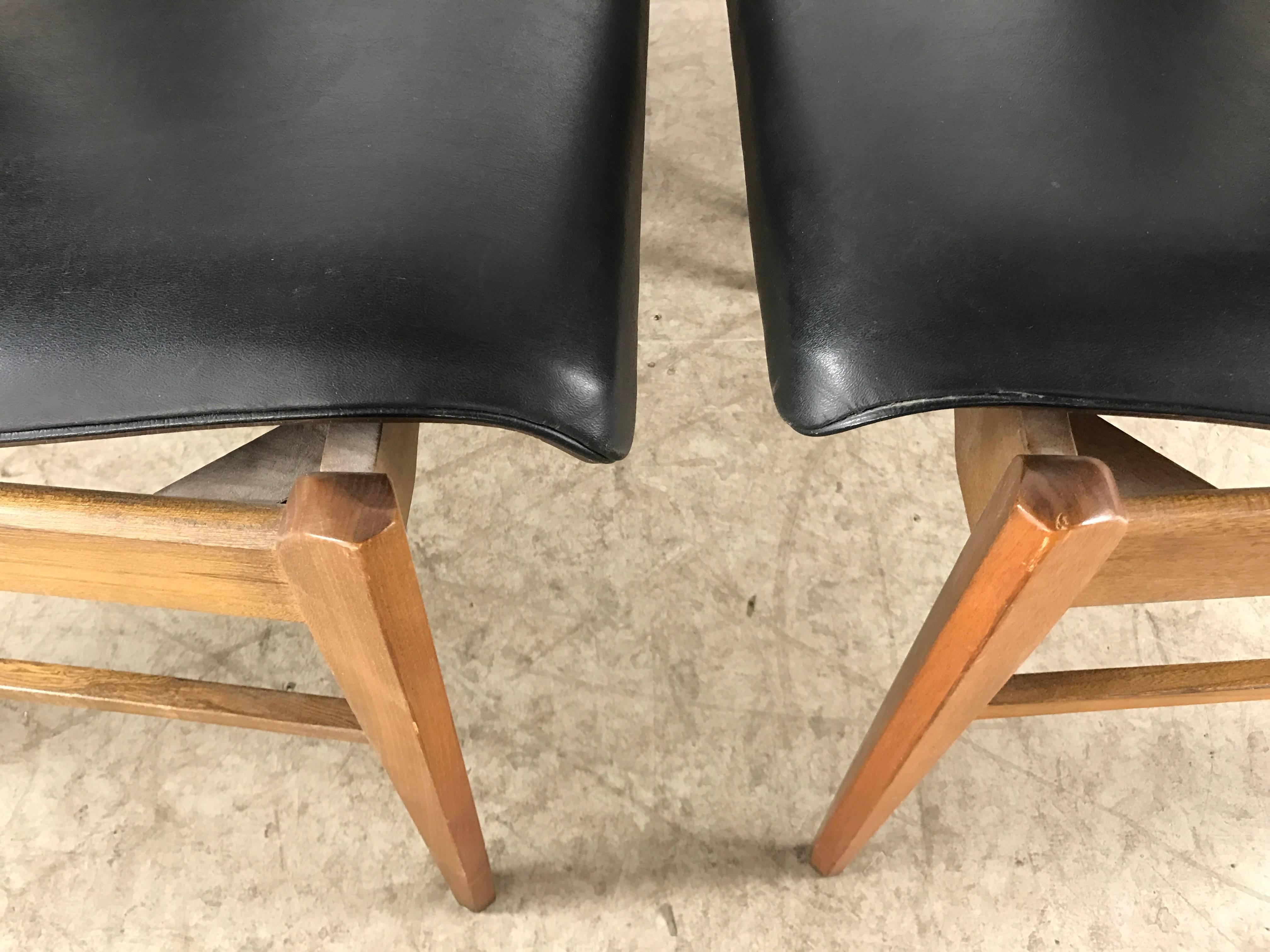 American Set of Four Mid-Century Modern High Back Dining Chairs in Walnut by Lane