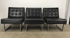 Black and Chrome Modular Seating, Button Tufted Sofa, Mies Tugenhat