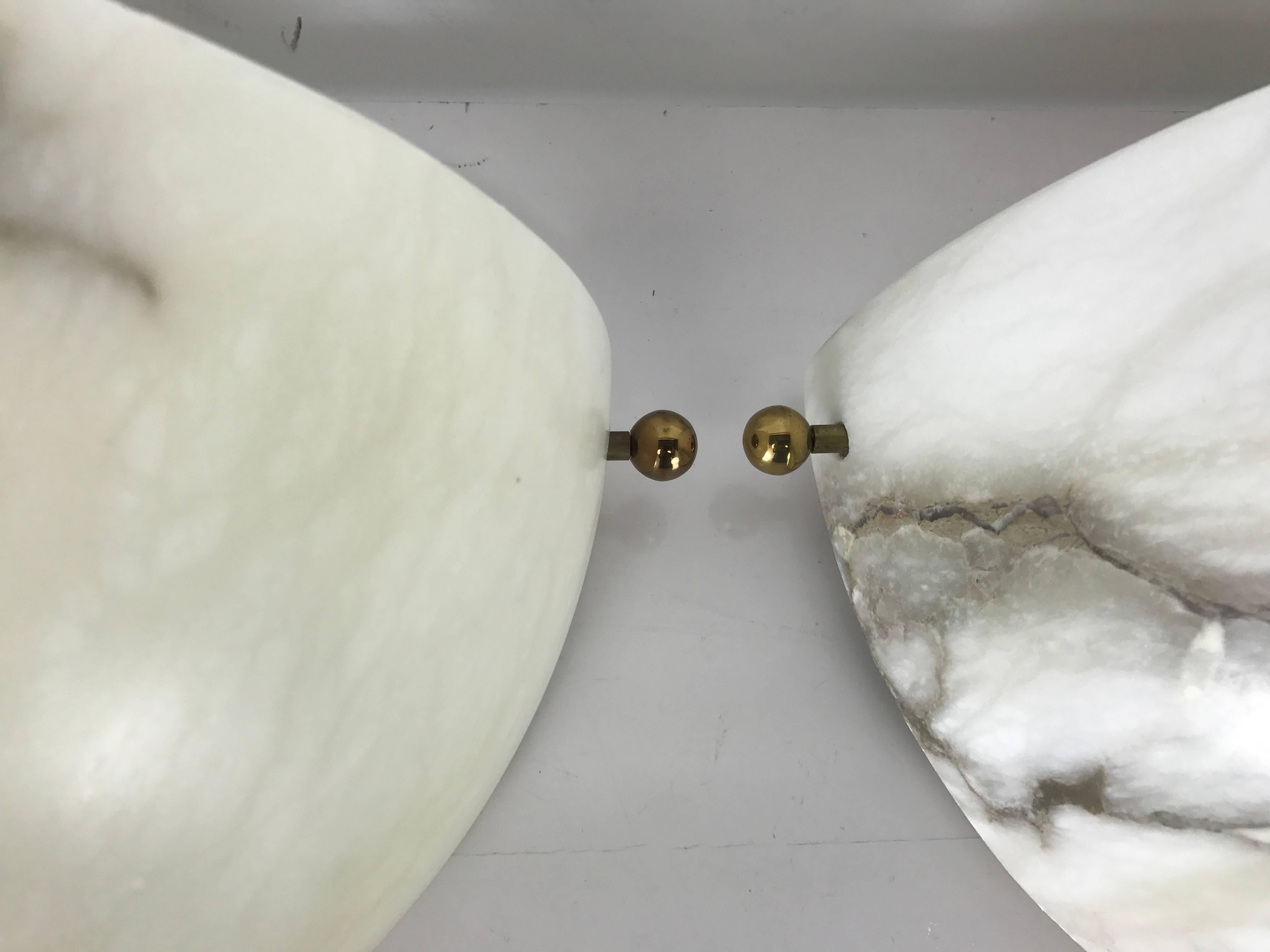 Pair of Art Deco Style Alabaster Wall Sconces by Lightolier In Excellent Condition In Buffalo, NY