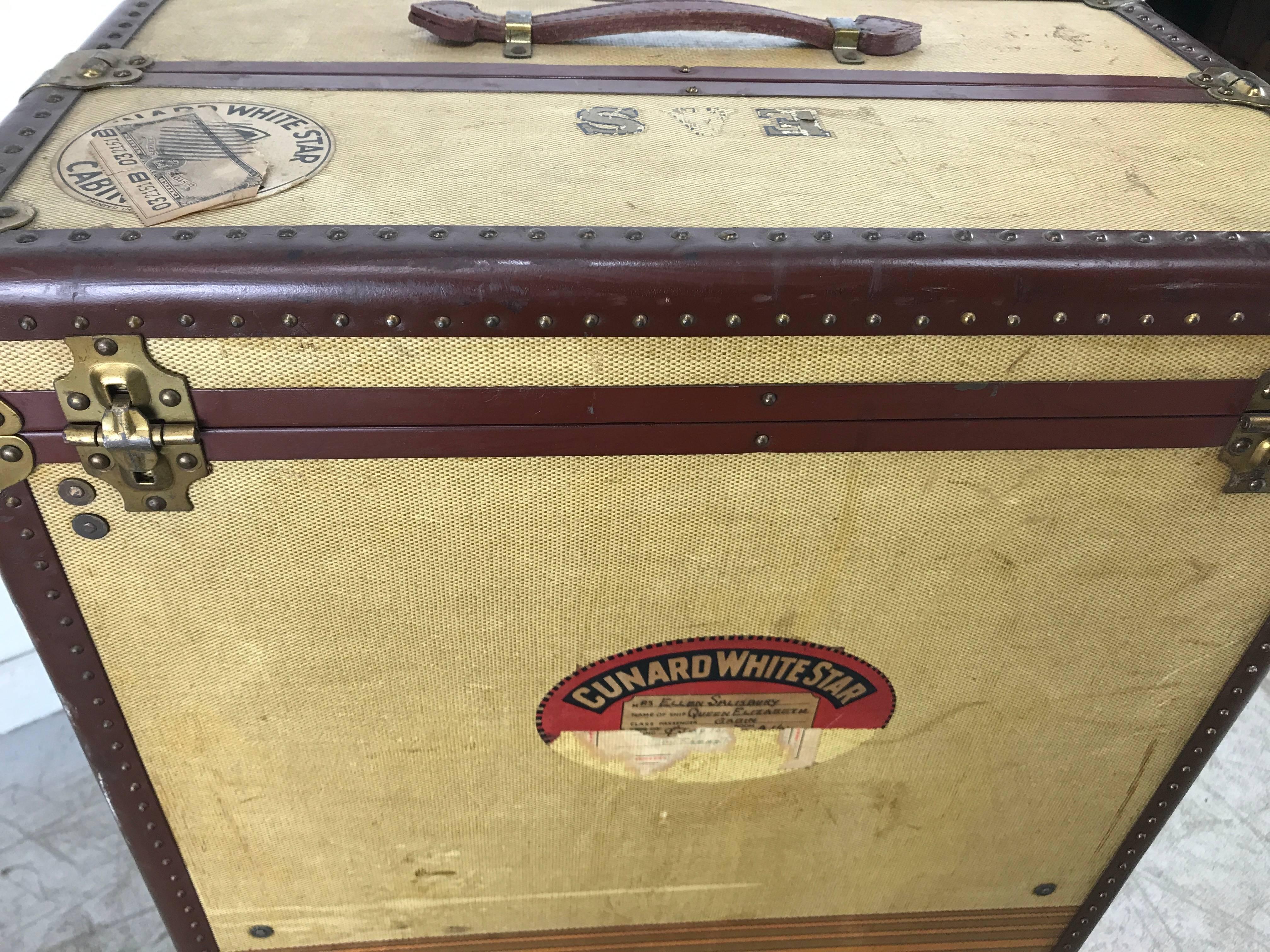 Early 20th Century 1920s Steamer Wardrobe Travel Trunk Made by Mendel Tourist