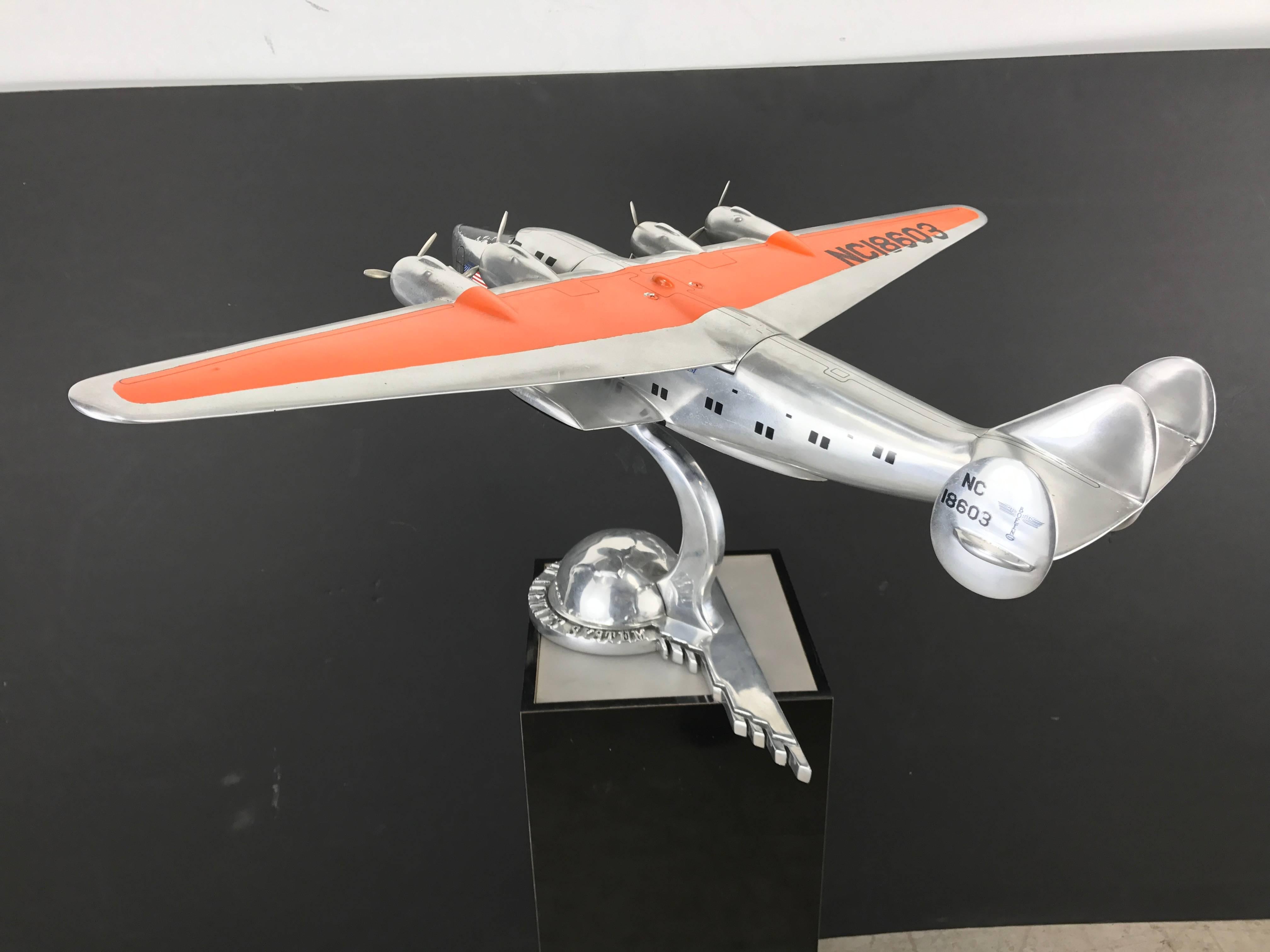 Mid-Century Modern Large Cast Aluminum Airline Desk Model, Pan Am Yankee Clipper, Gary Field