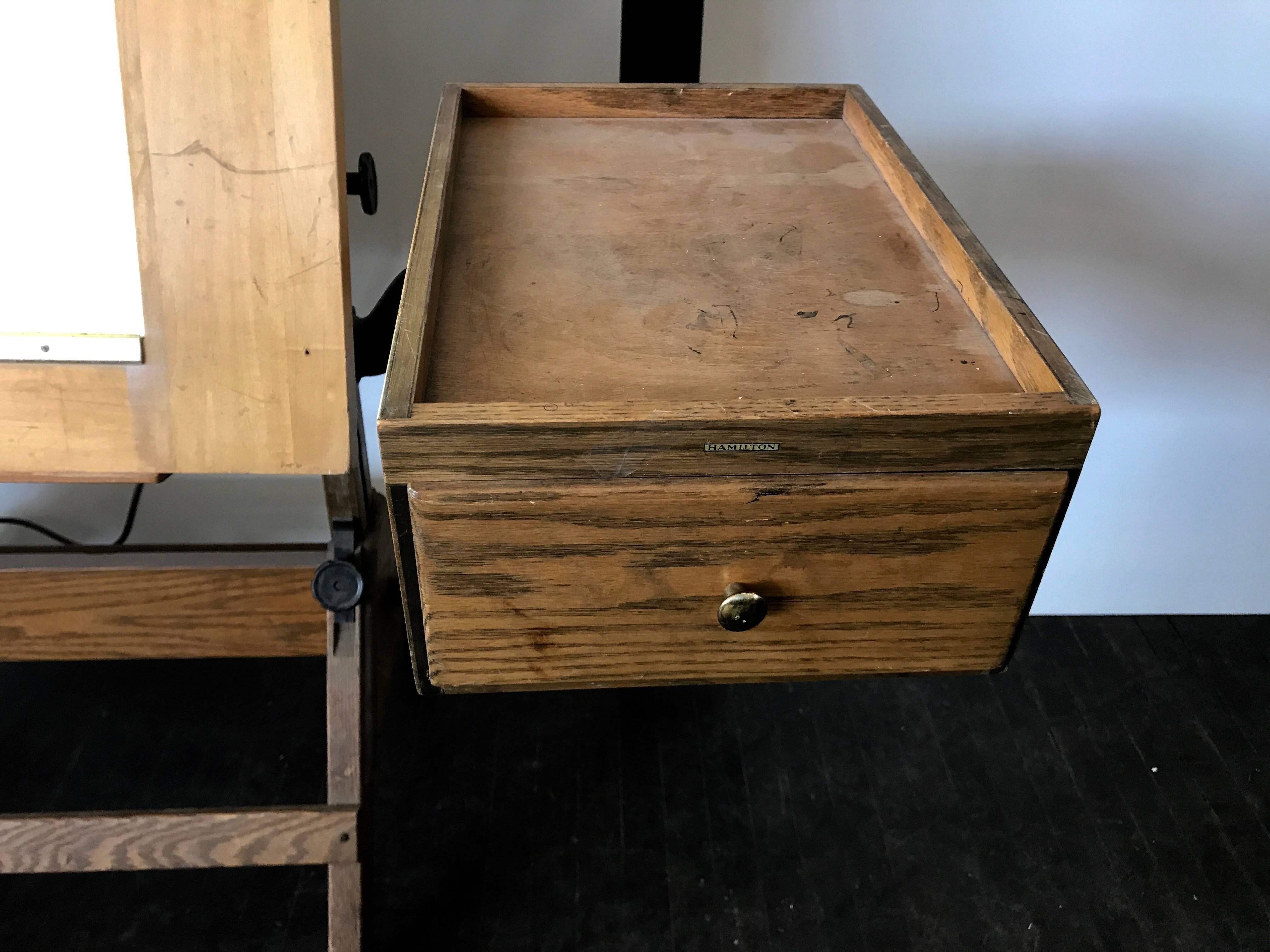 hamilton drafting table with lightbox