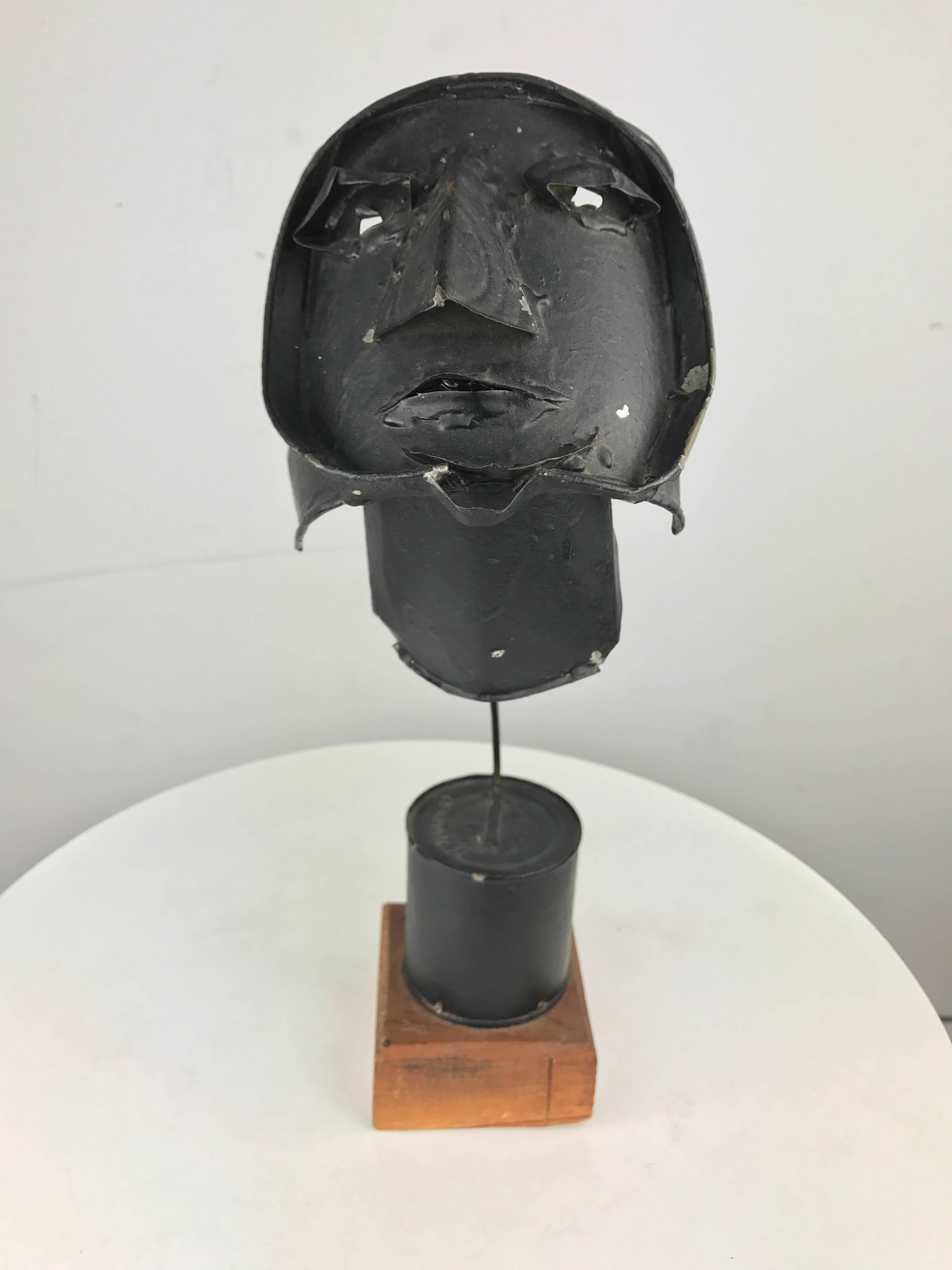 Post Modern Metal Sculpture by Irving George Lehman ,Welded metal and paint depicting mans head, 
Irving Lehman.
Born in Kiev, Irving Lehman studied at the Art Students League and Cooper Union in New York City, eventually becoming a Member of the