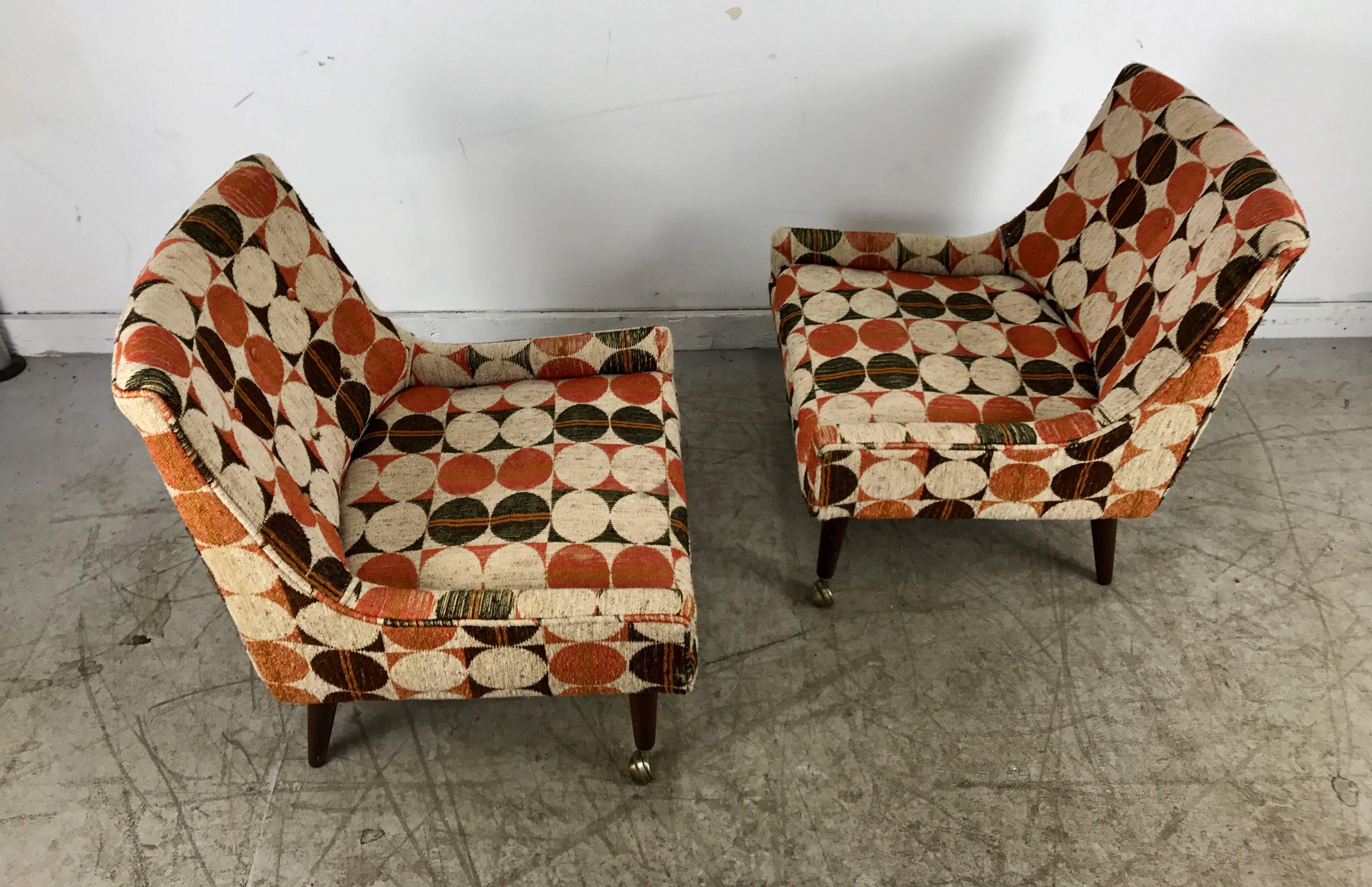 Set of Four Modernist Slipper Chairs in Manner of Harvey Probber, Larsen Fabric In Good Condition In Buffalo, NY