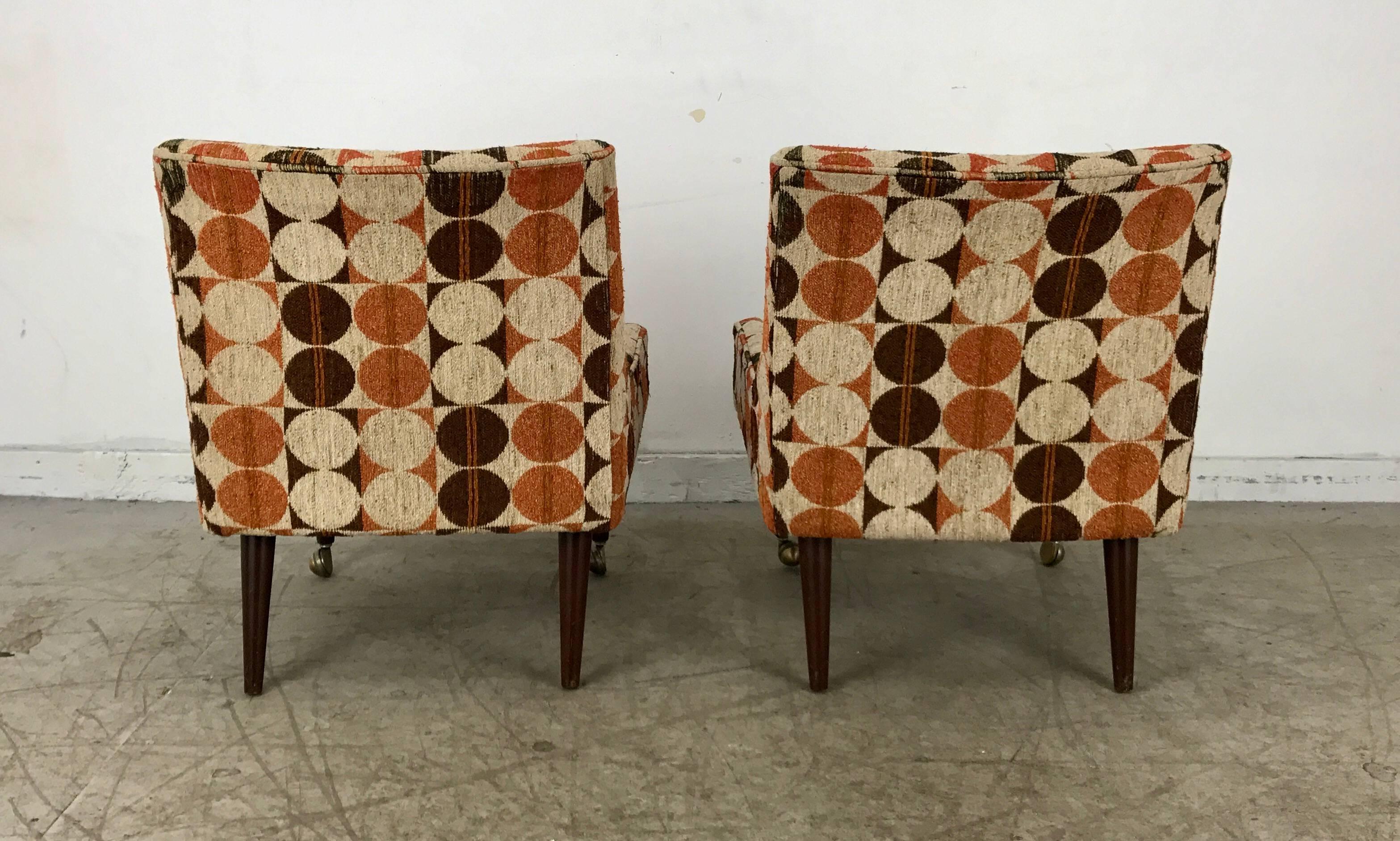 20th Century Set of Four Modernist Slipper Chairs in Manner of Harvey Probber, Larsen Fabric