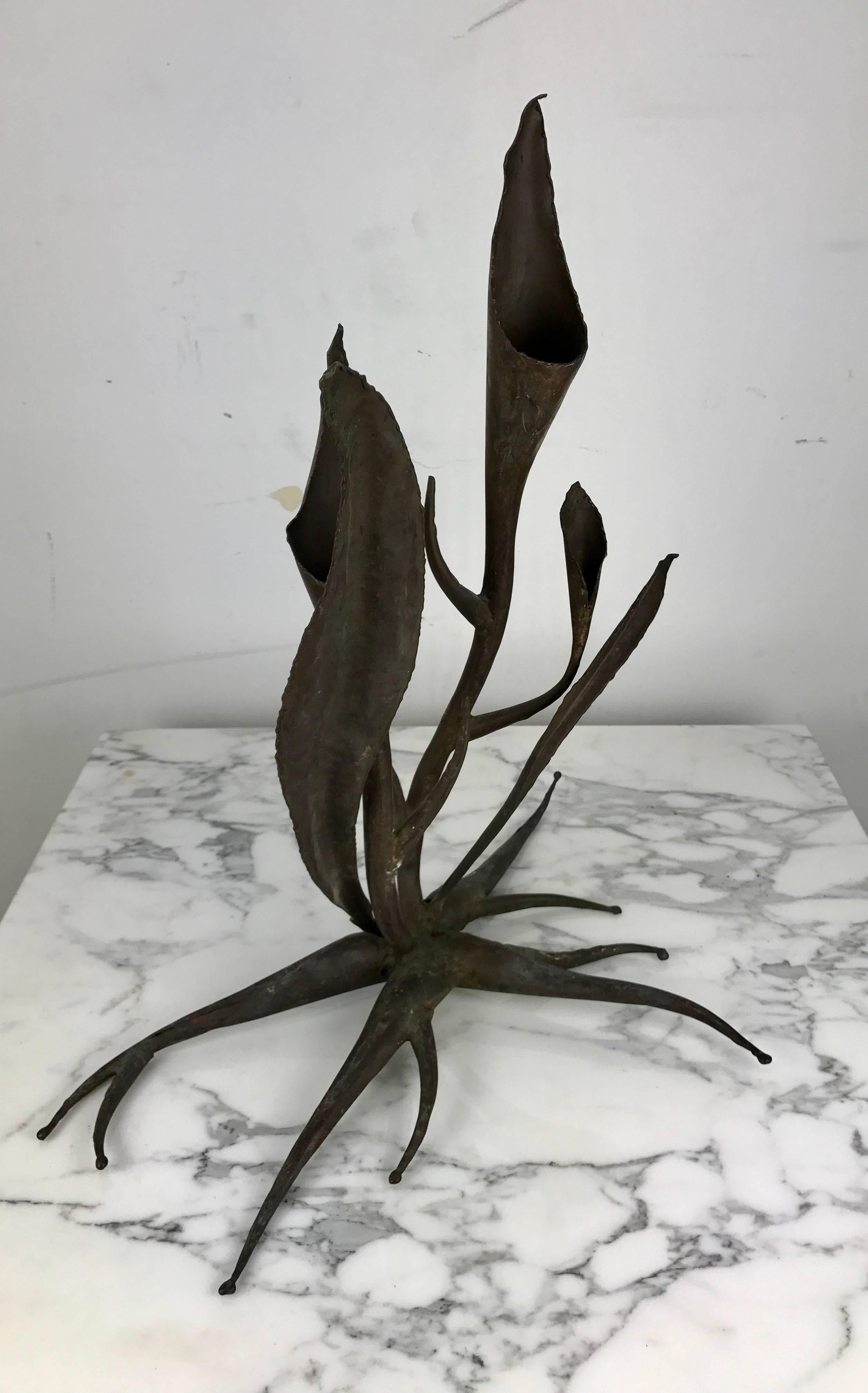 Unknown Organic Modernist Bronzed Copper Handmade Candelabrum