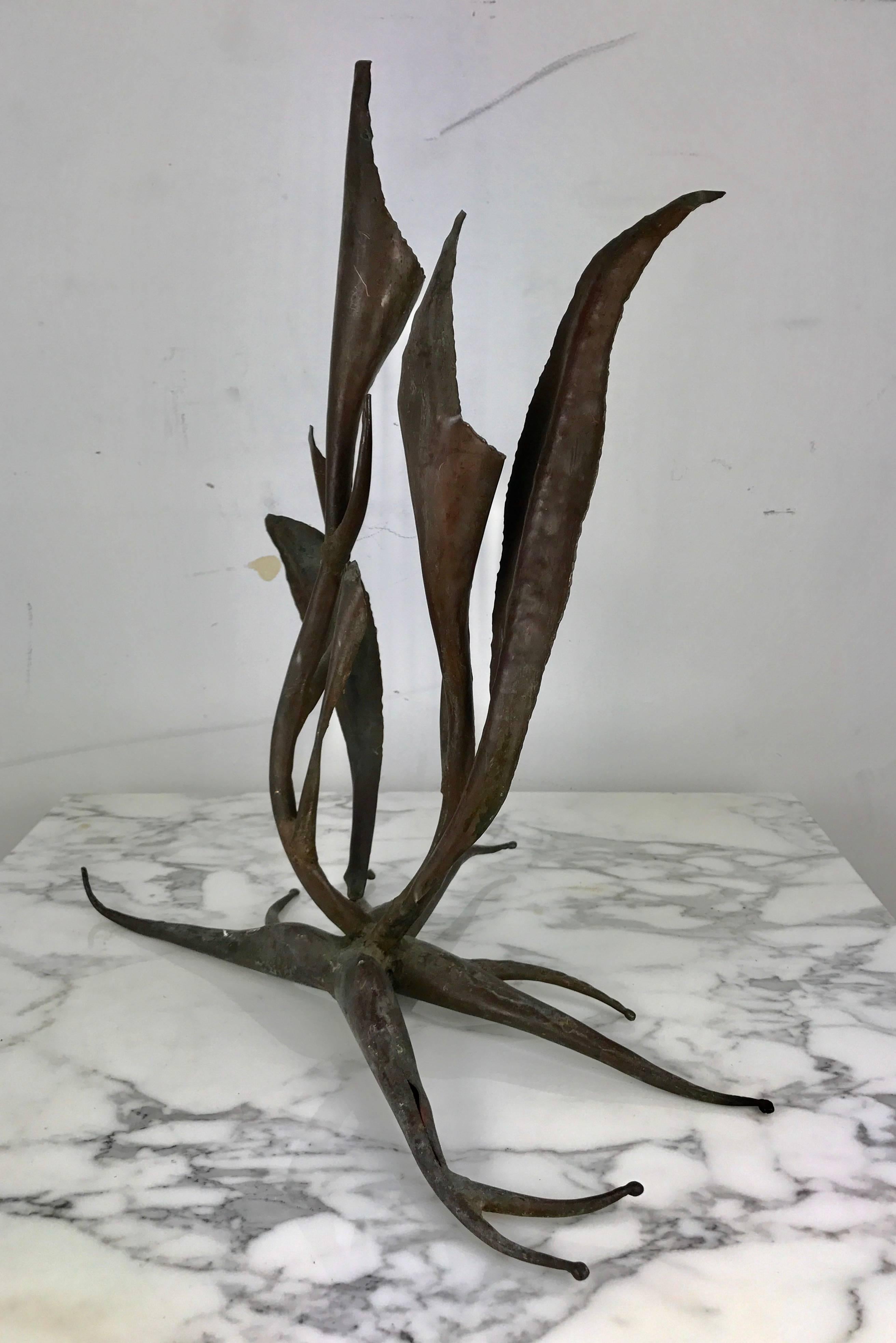 20th Century Organic Modernist Bronzed Copper Handmade Candelabrum