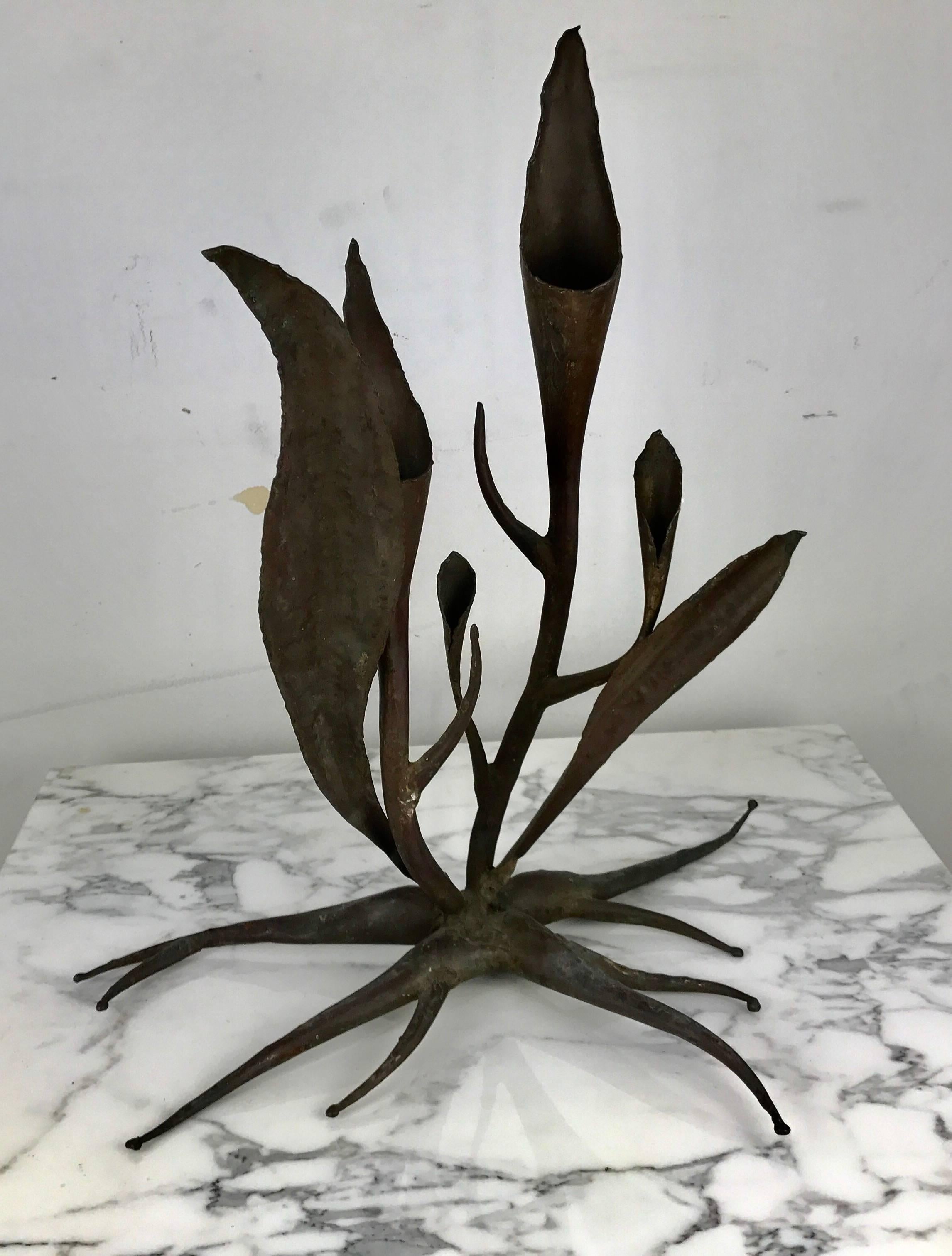 Organic Modernist Bronzed Copper Handmade Candelabrum 1
