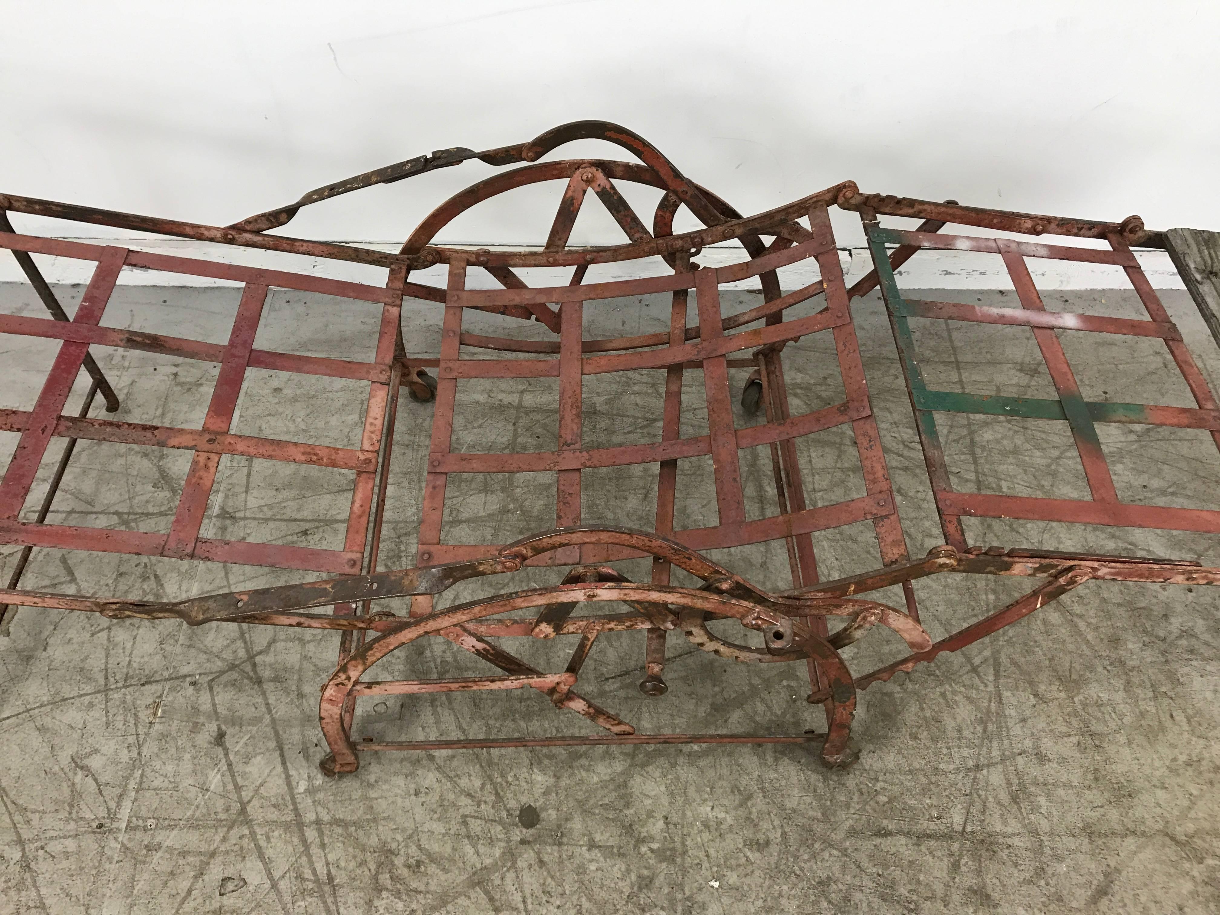Painted Iron Campaign Adjustable Folding Chair/Chaise/Bed. Wilson's 1871 For Sale