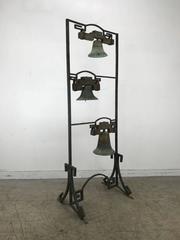 Bronze Three-Bell FreeStanding Garden Sculpture, James Mont , Asian Inspired