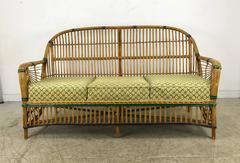 Stunning Art Deco Split Reed or Stick Wicker Settee
