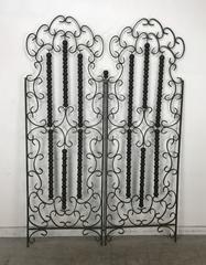Wrought Iron and Wood Mediterranean Modern Folding Screen or Divider