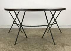 Half Circle Faux Bamboo Desk / Wine Tasting Table Manner of Jacques Adnet