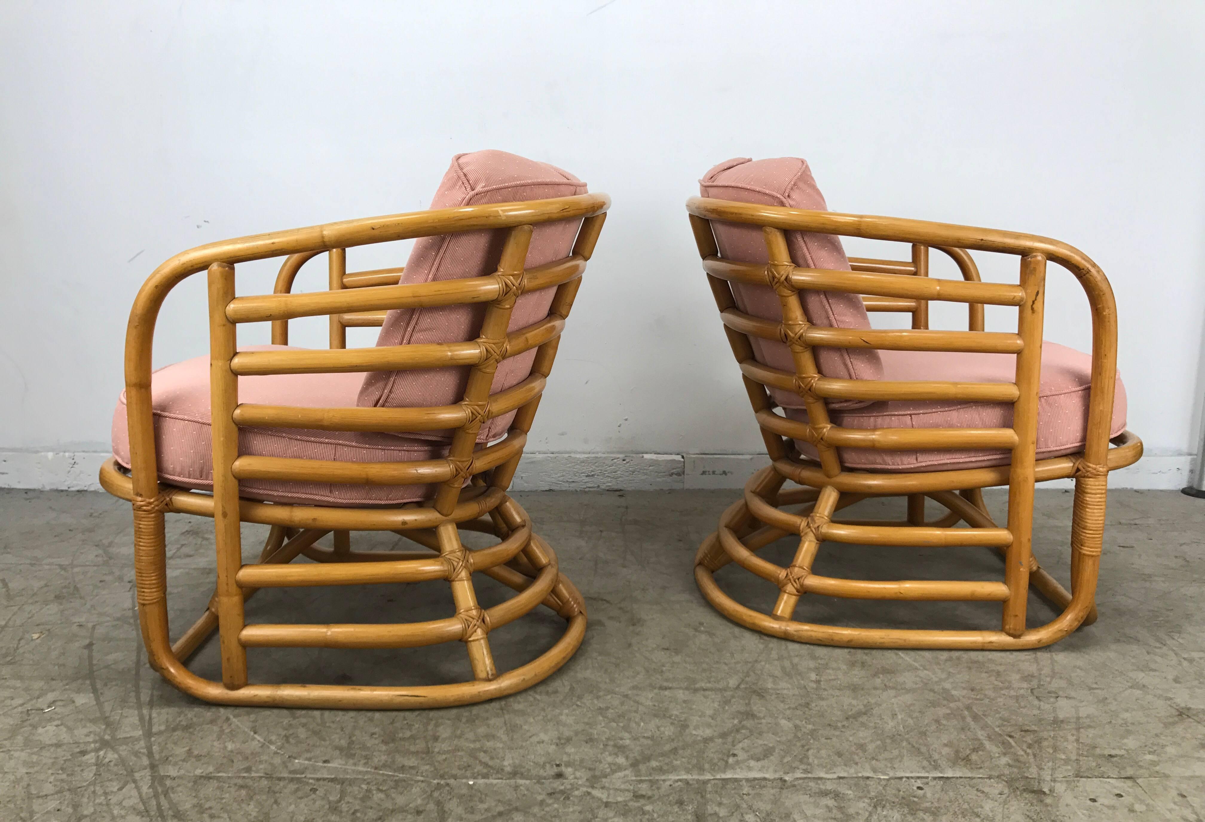 Art déco Paire de fauteuils Art Déco en bambou par Ritts Tropitan ,Paul Frankl en vente
