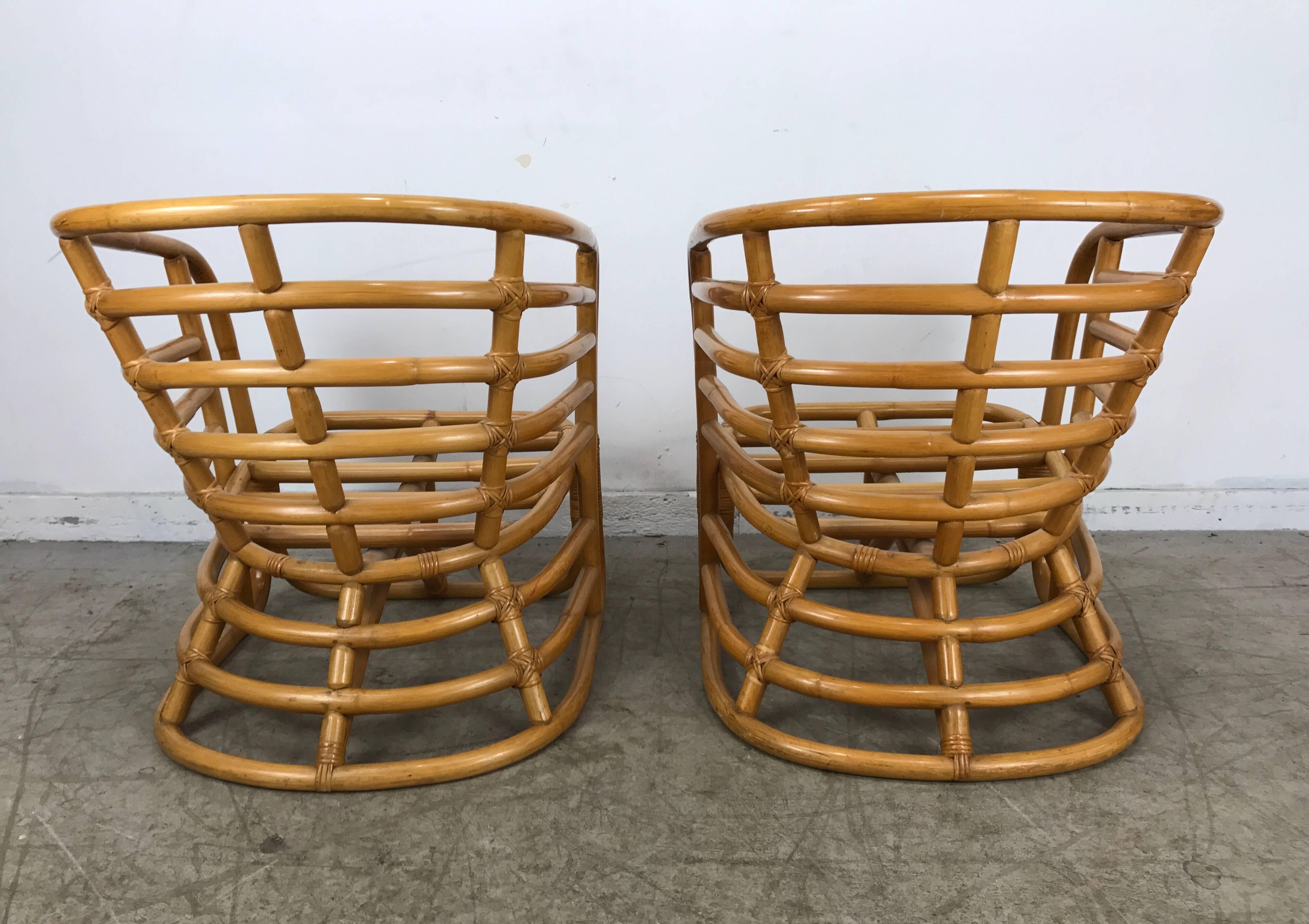 American Pair of Art Deco Bamboo Armchairs by Ritts Tropitan , Paul Frankl For Sale