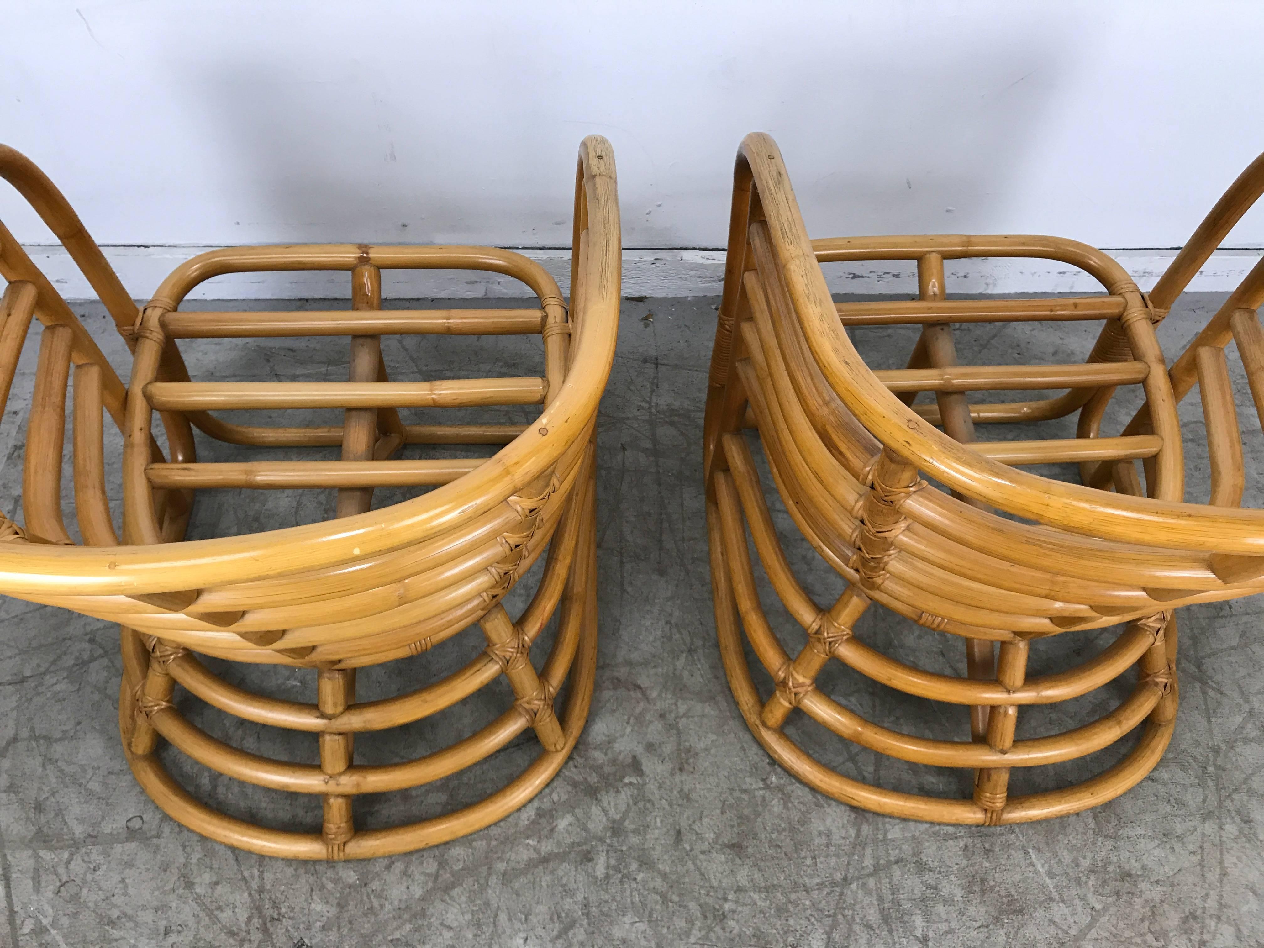 Woodwork Pair of Art Deco Bamboo Armchairs by Ritts Tropitan , Paul Frankl For Sale