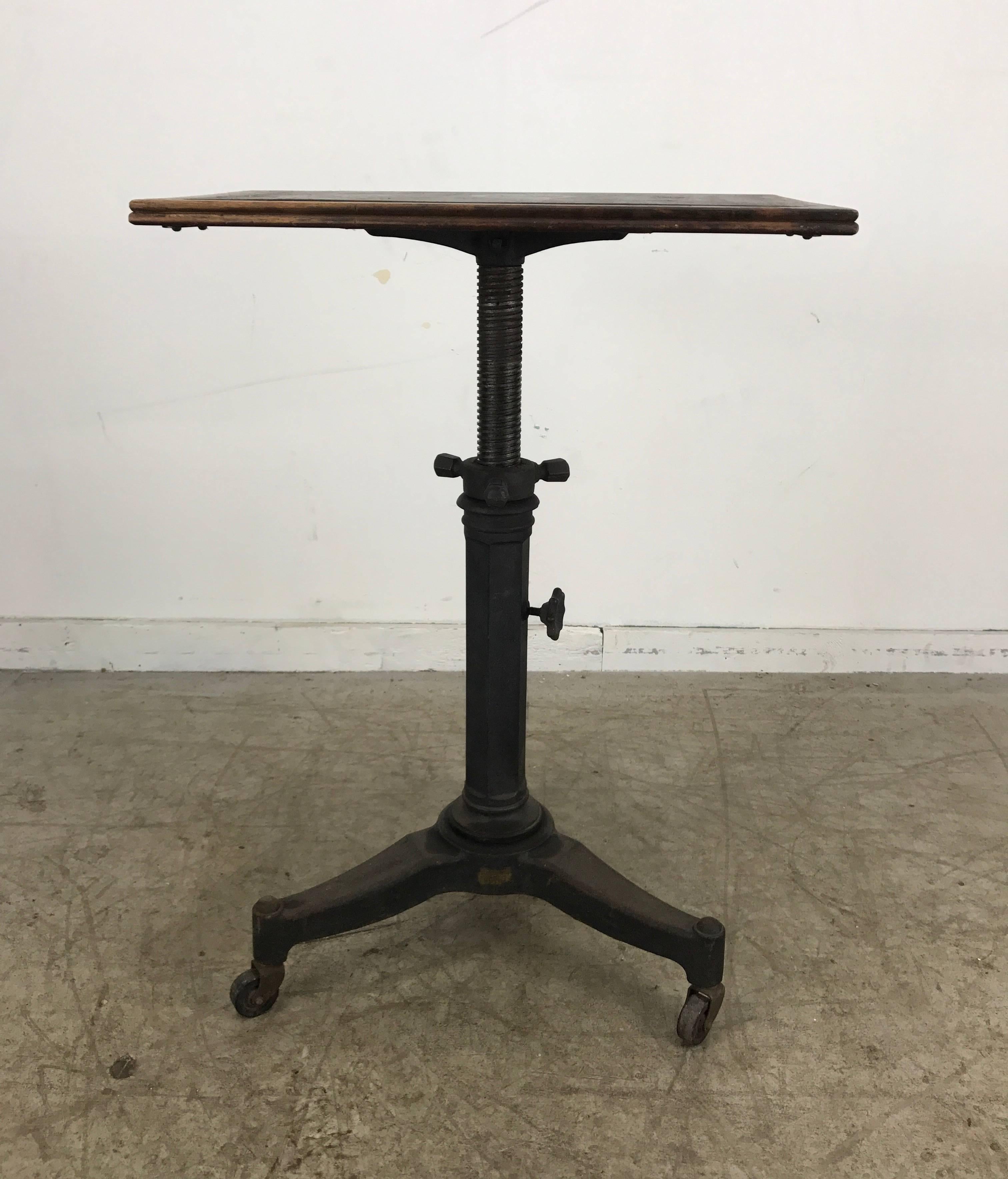 American Telescopic Cast Iron and Wood Table/Stand, Karl Manufacturing Co.