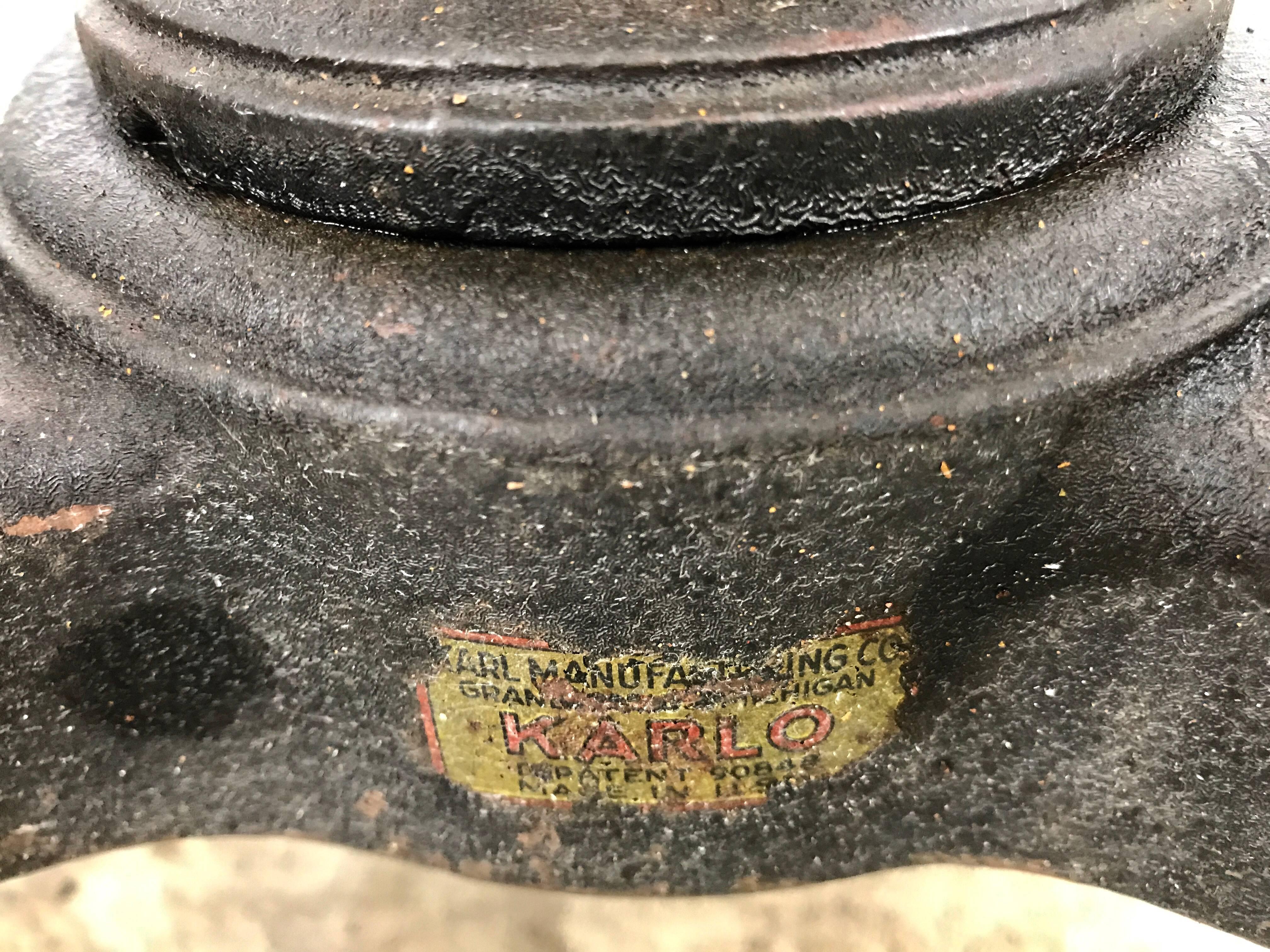 Leather Telescopic Cast Iron and Wood Table/Stand, Karl Manufacturing Co.