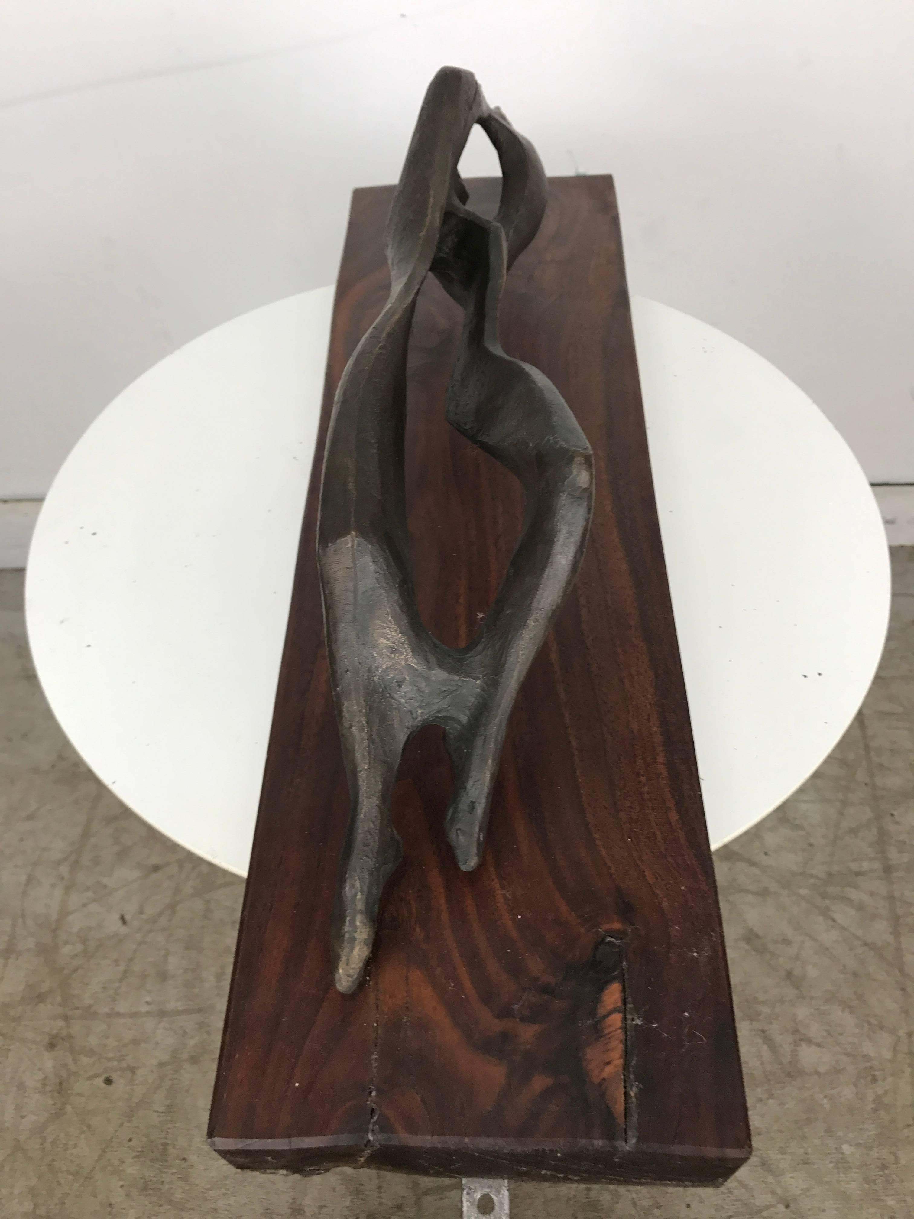 American Modernist Bronze-Mounted Abstract Reclining Nude