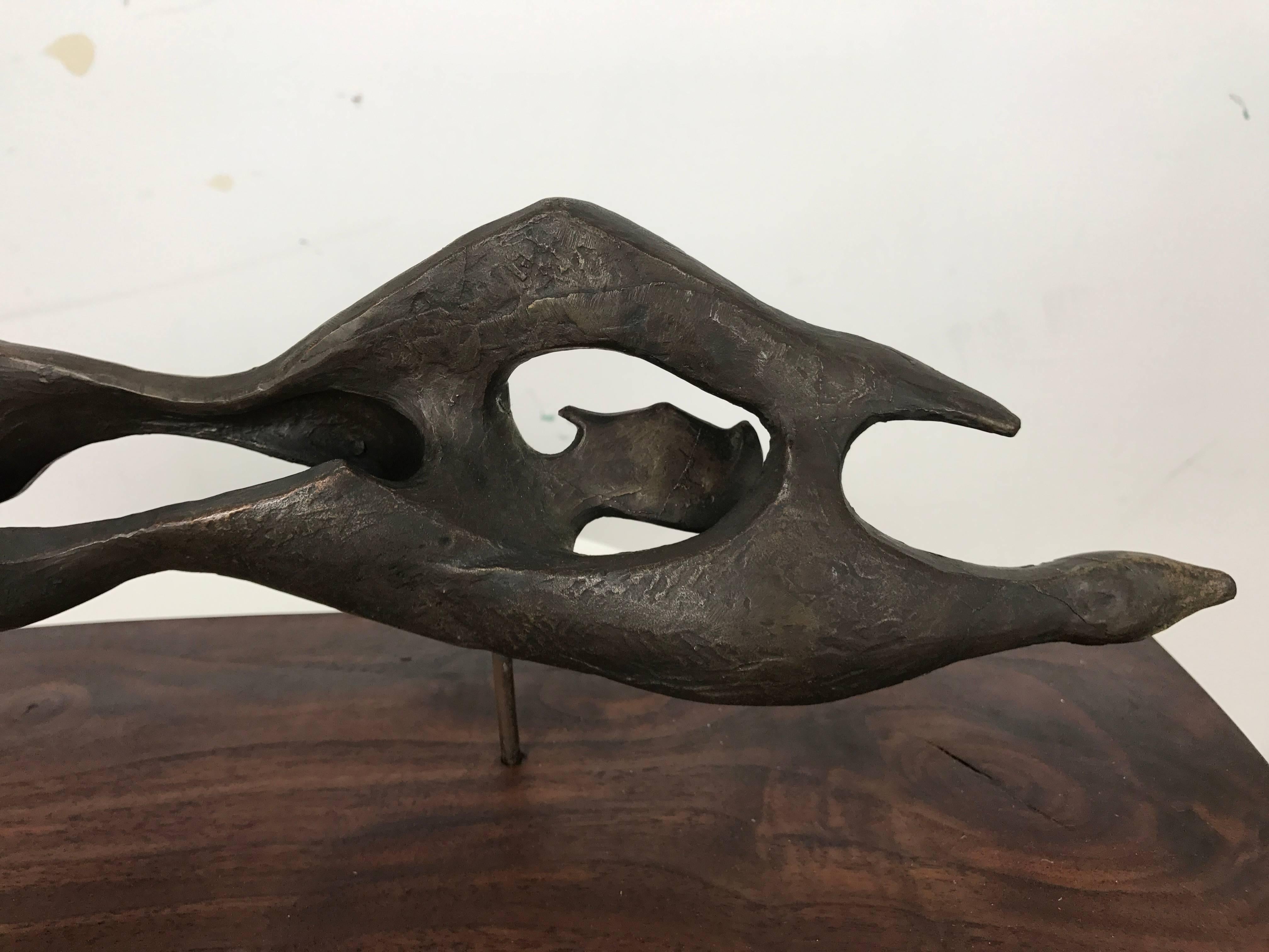 Mid-Century Modern Modernist Bronze-Mounted Abstract Reclining Nude