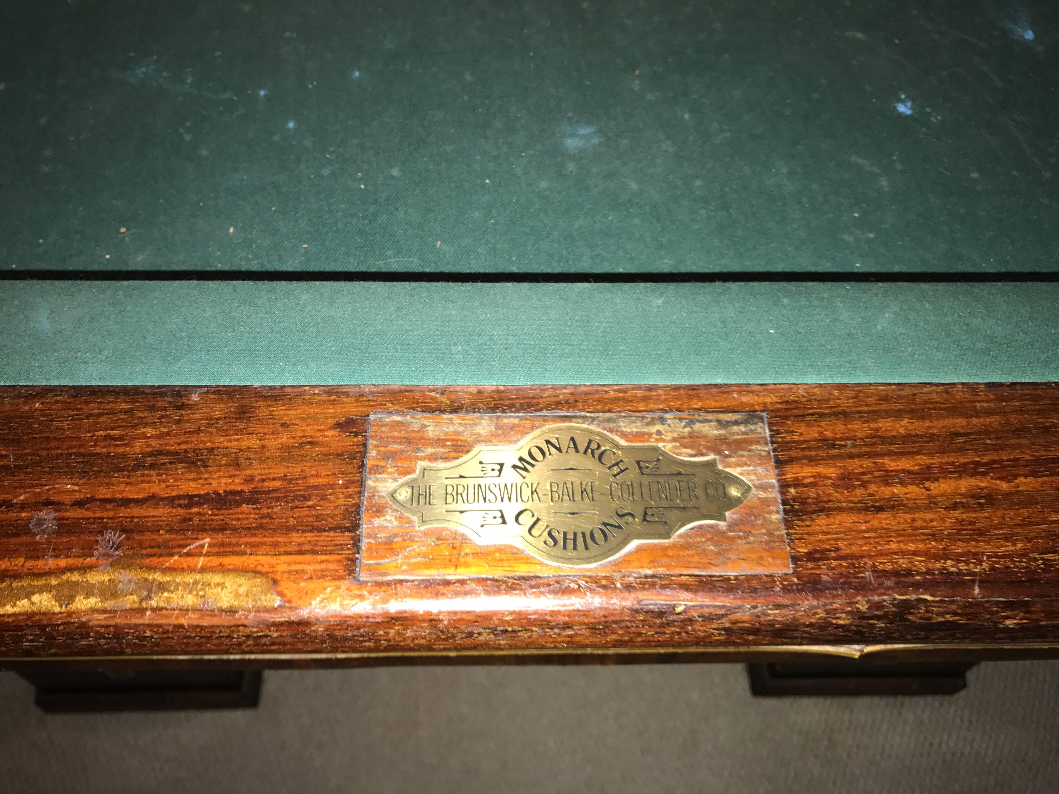 Rare 1918 Brunswick Balke Collender Arts & Crafts Pool Table, Rosewood In Good Condition In Buffalo, NY