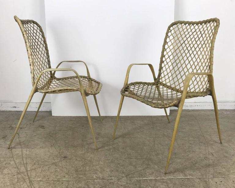 Set of Six Resin String Chairs, Modernist Indoor / Outdoor by Troy
