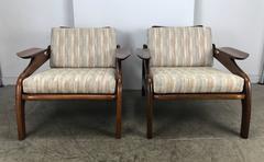 Pair of Model 1209C Walnut Lounge Chairs by Adrian Pearsall /Craft Associates
