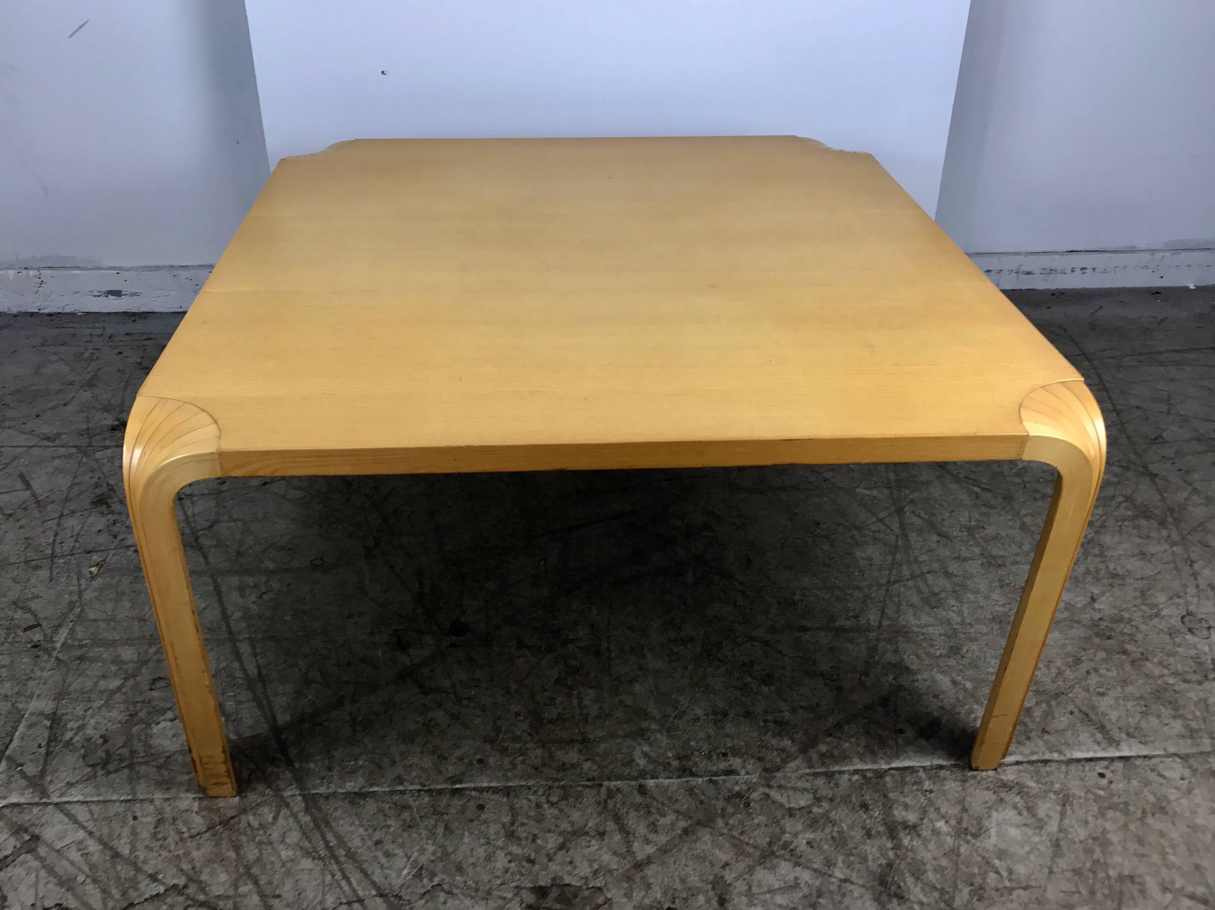 Vintage fan leg coffee table by Alvar Aalto for Artek. Excellent original condition, beautiful warm, rich patina. Hand delivery avail to New York City on anywhere enroute from Buffalo New York, Please see additional listing for matching end tables,