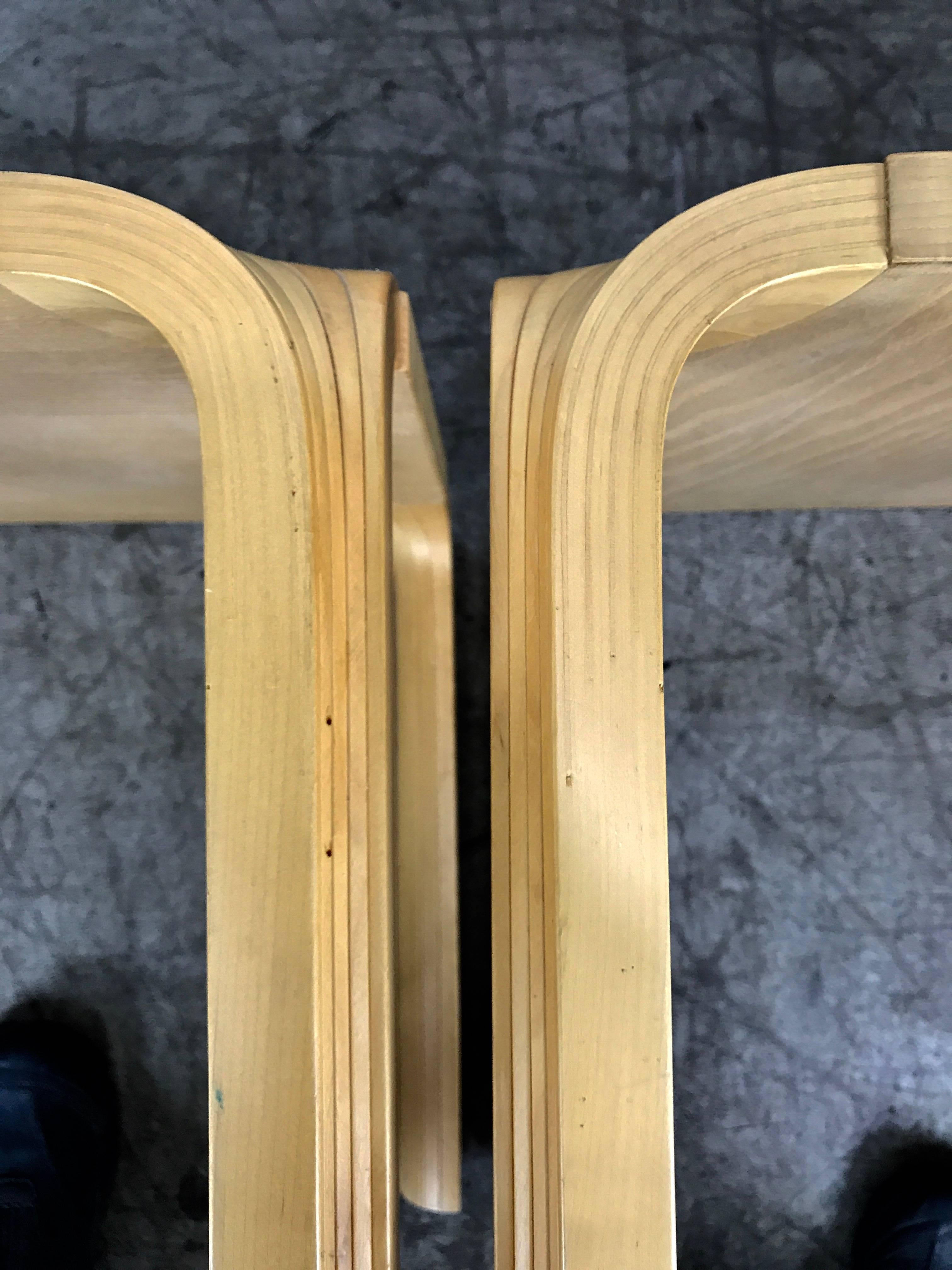 Pair of Vintage Fan Leg Stools or Tables by Alvar Aalto for Artek In Good Condition In Buffalo, NY