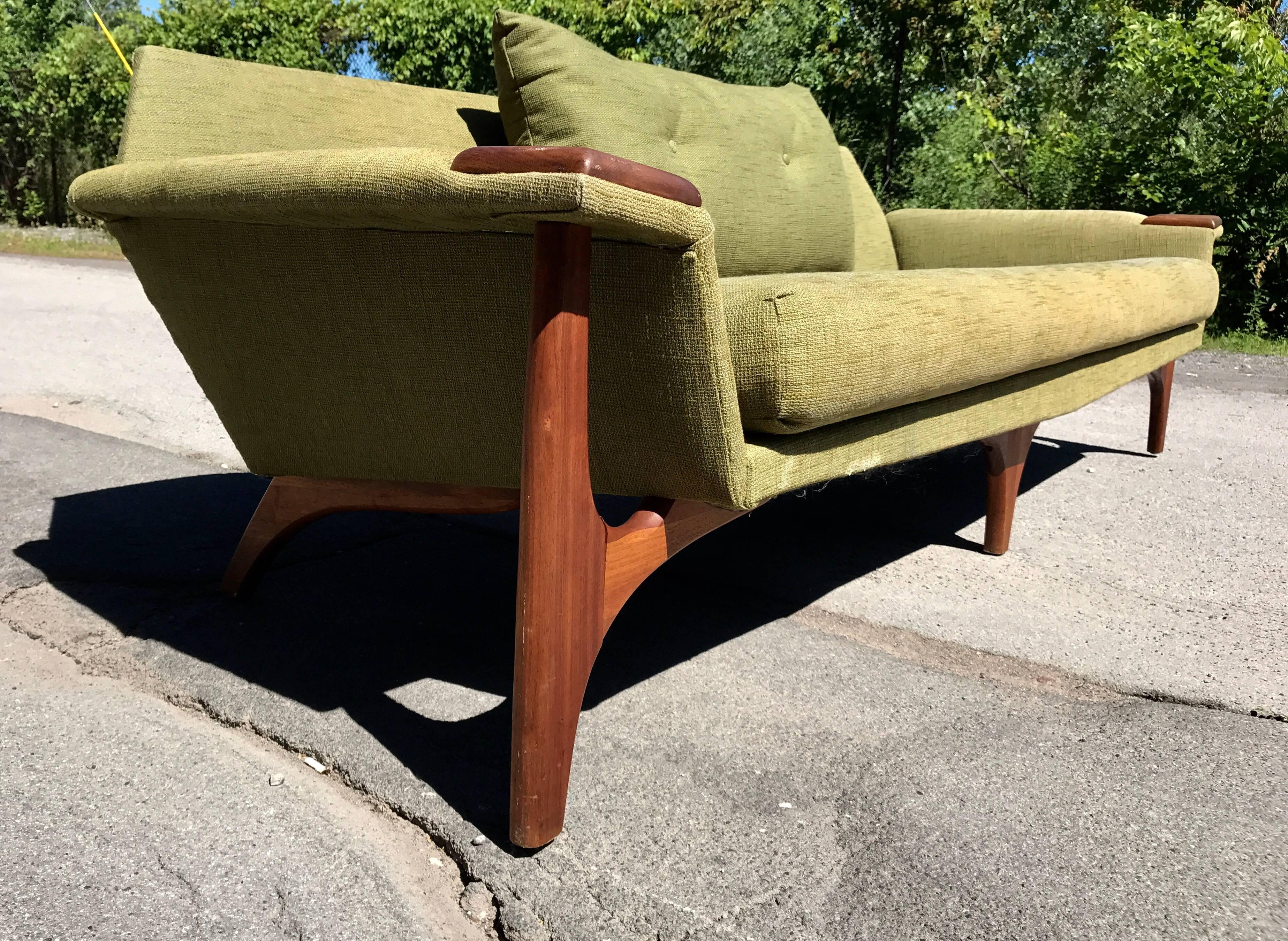 Oiled Sculptural Walnut Sofa by Adrian Pearsall for Craft Associates, circa 1960