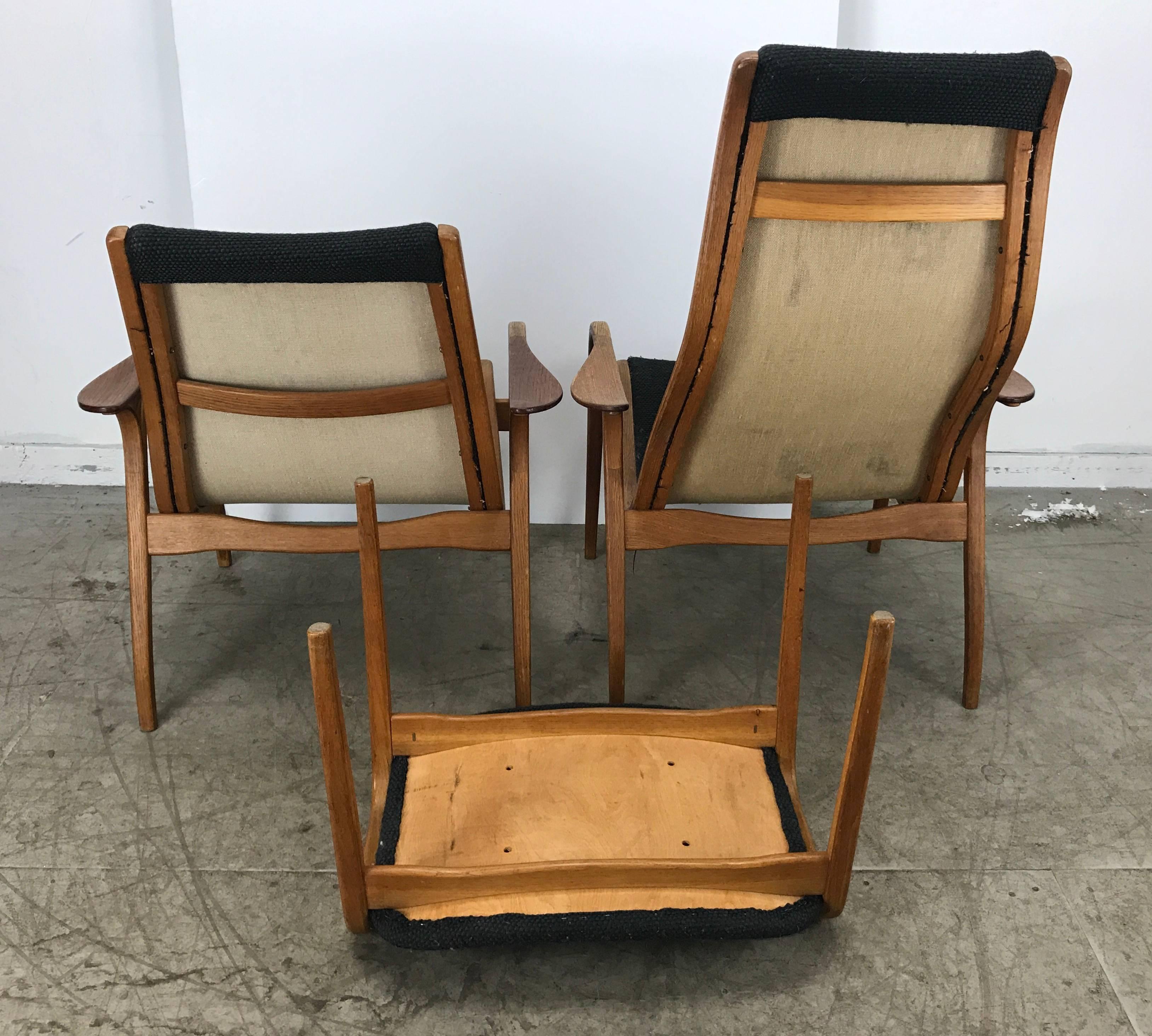 20th Century Classic Modern Lounge Chairs and Ottoman by Yngve Ekstrom, Swedese