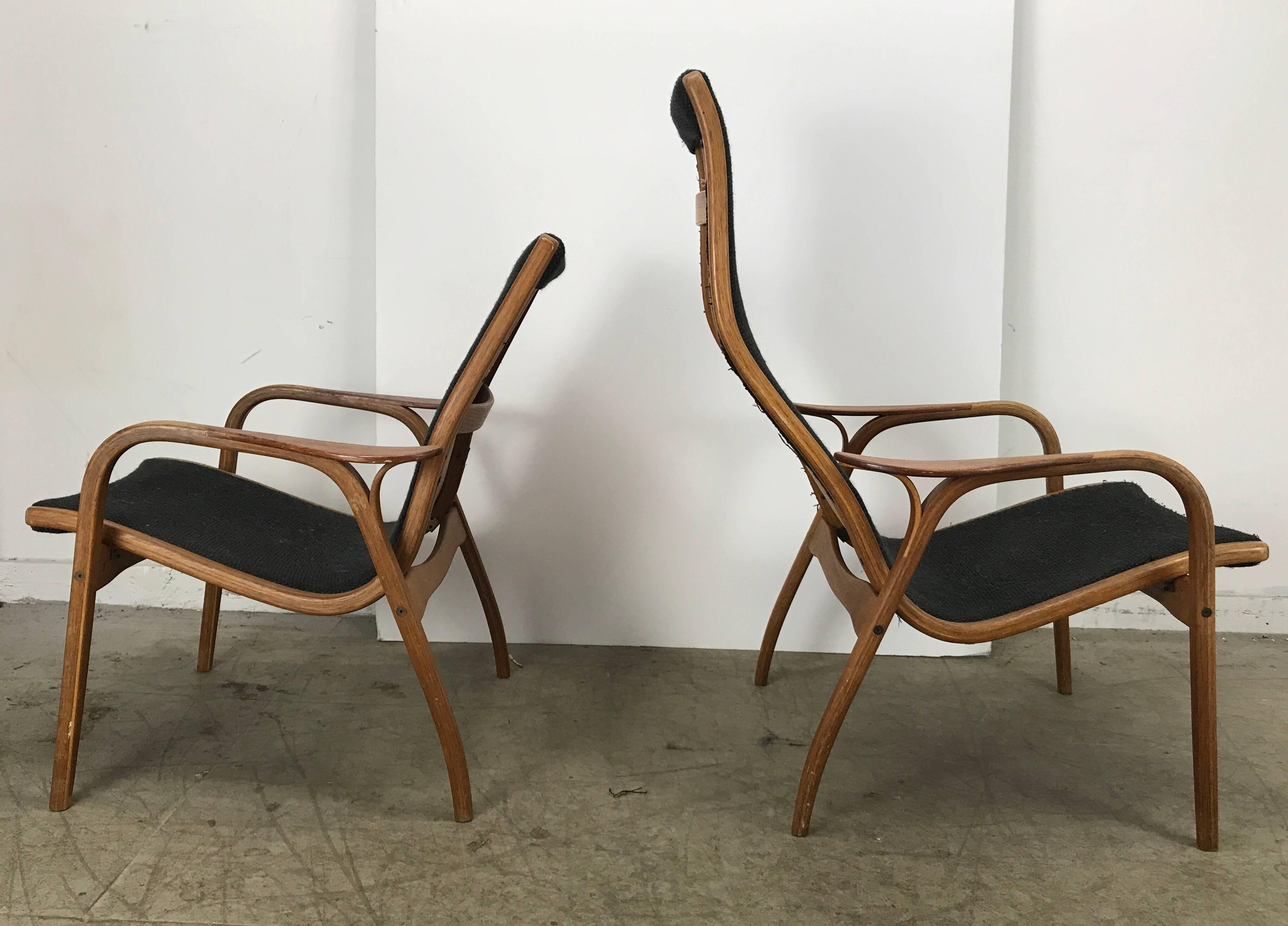 Classic Modern Lounge Chairs and Ottoman by Yngve Ekstrom, Swedese 1
