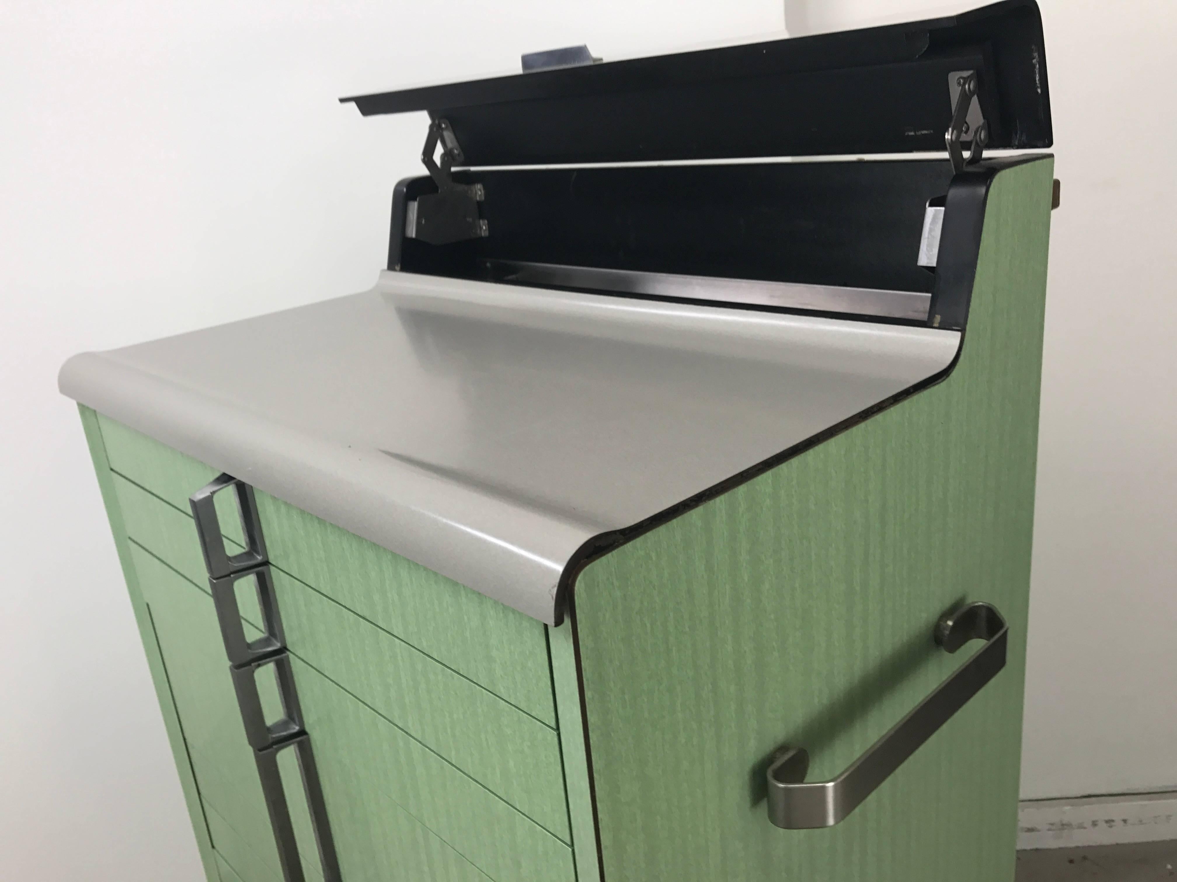 Painted Art Deco Multi Drawer Dental Cabinet Industrial Metal Manufactured by Hamilton