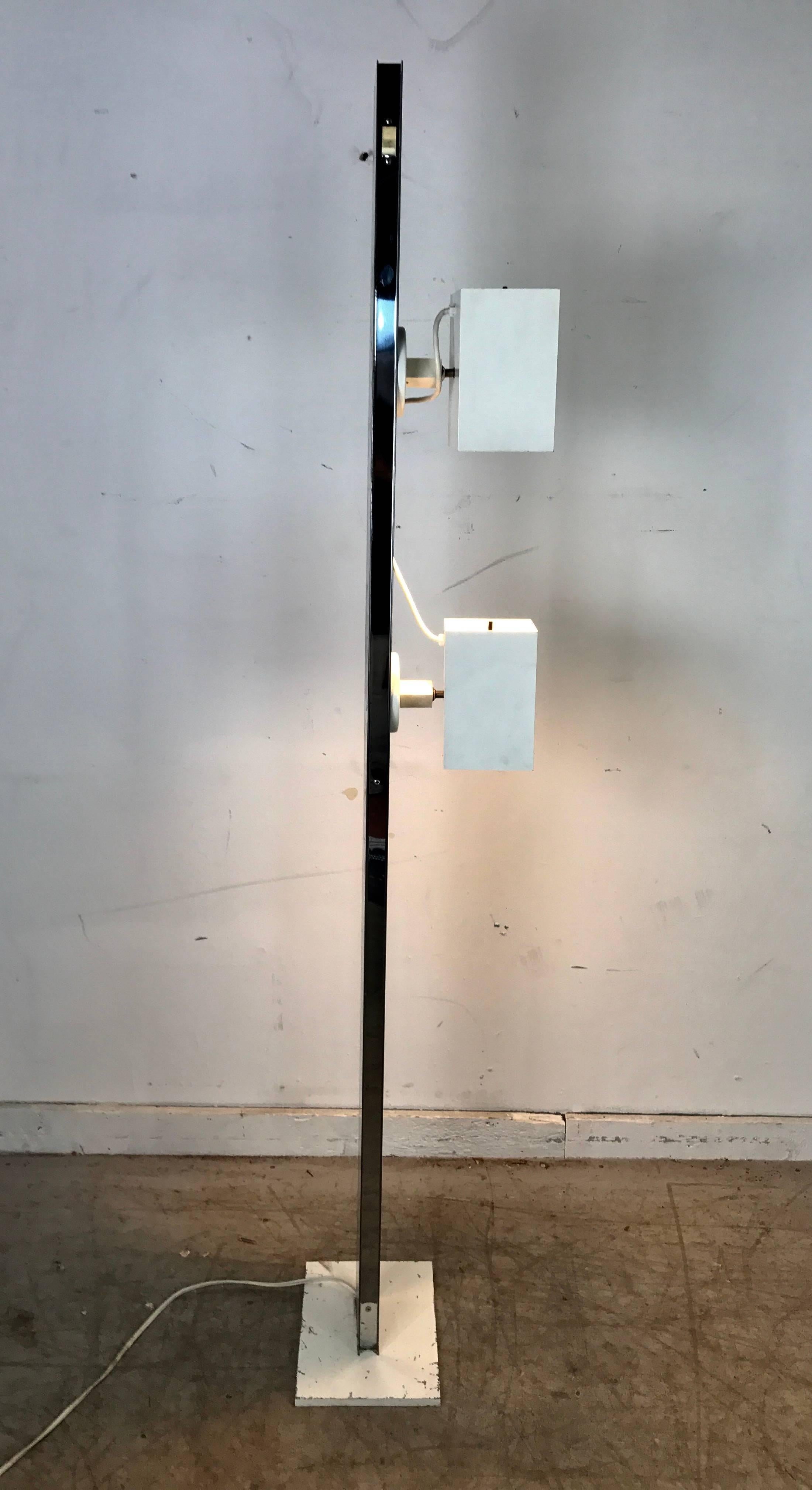 Modernist Chromed Steel Pillar Adjustable Floor Lamp by George Kovacs, 1960 In Good Condition In Buffalo, NY