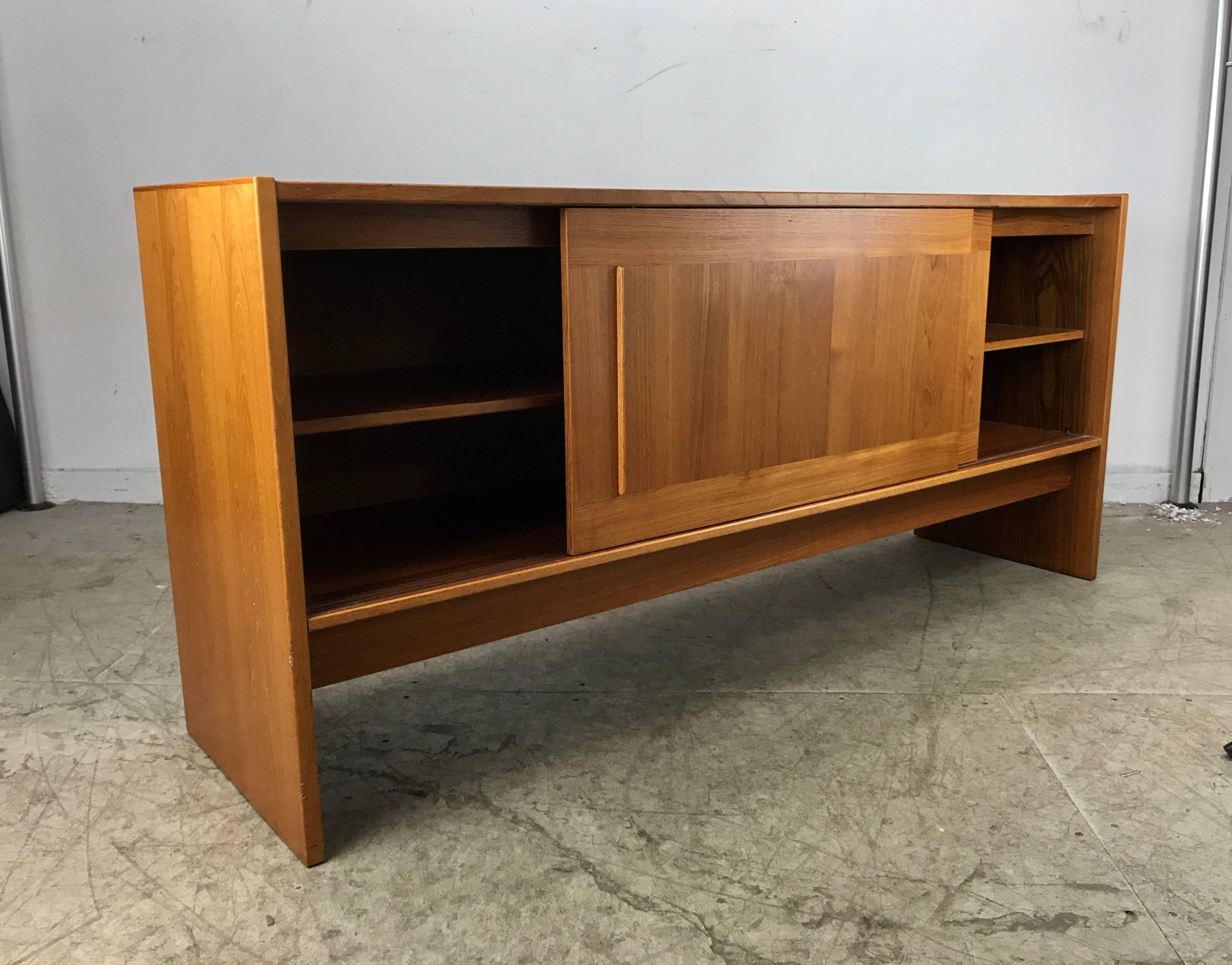 Danish Modern Teak and Slate Tile Top Credenza or Sideboard by Gangso Moblier In Excellent Condition In Buffalo, NY