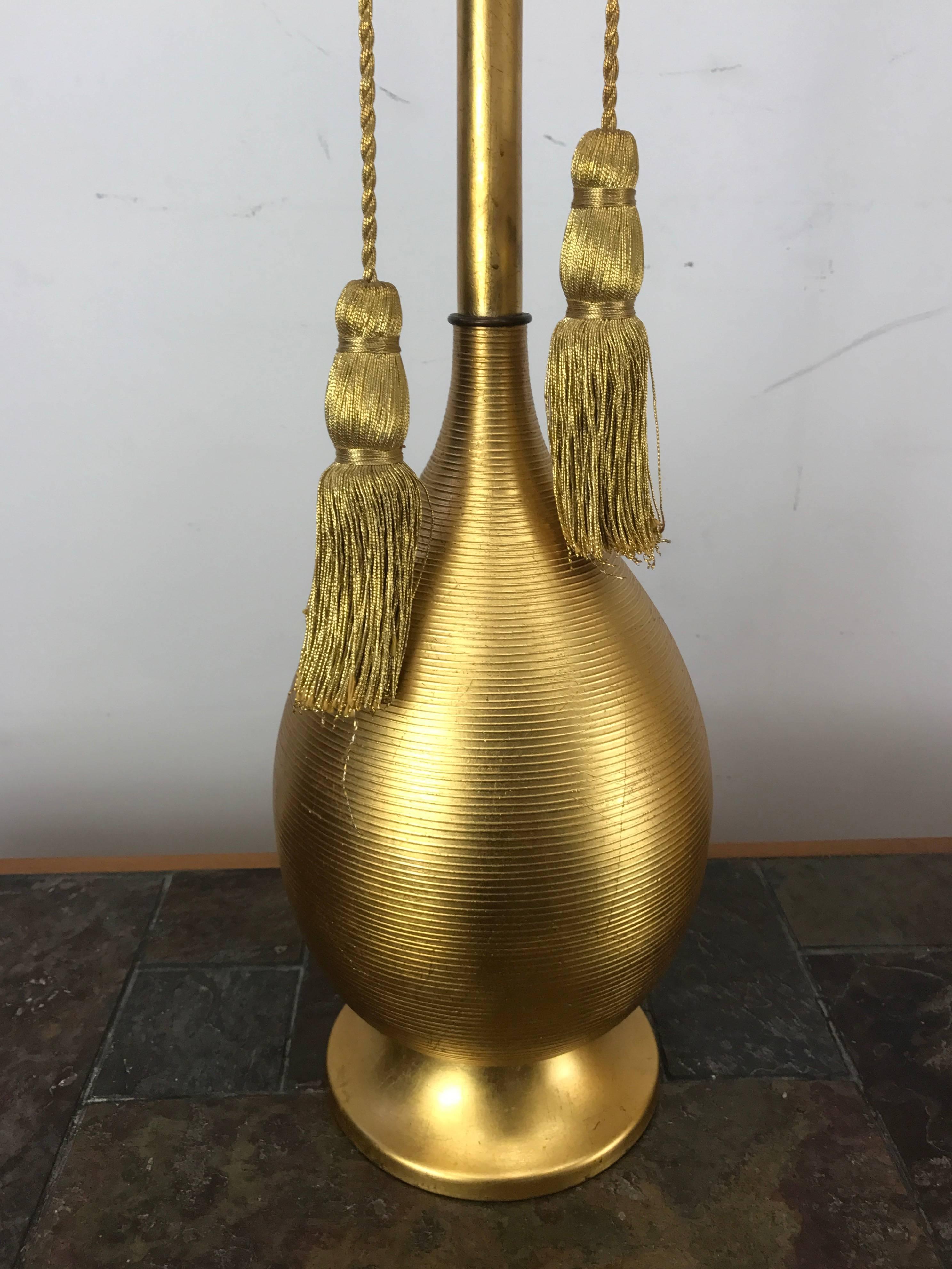 Italian Stunning Gold Gilded Metal, Modernist Regency Table Lamps, Italy For Sale