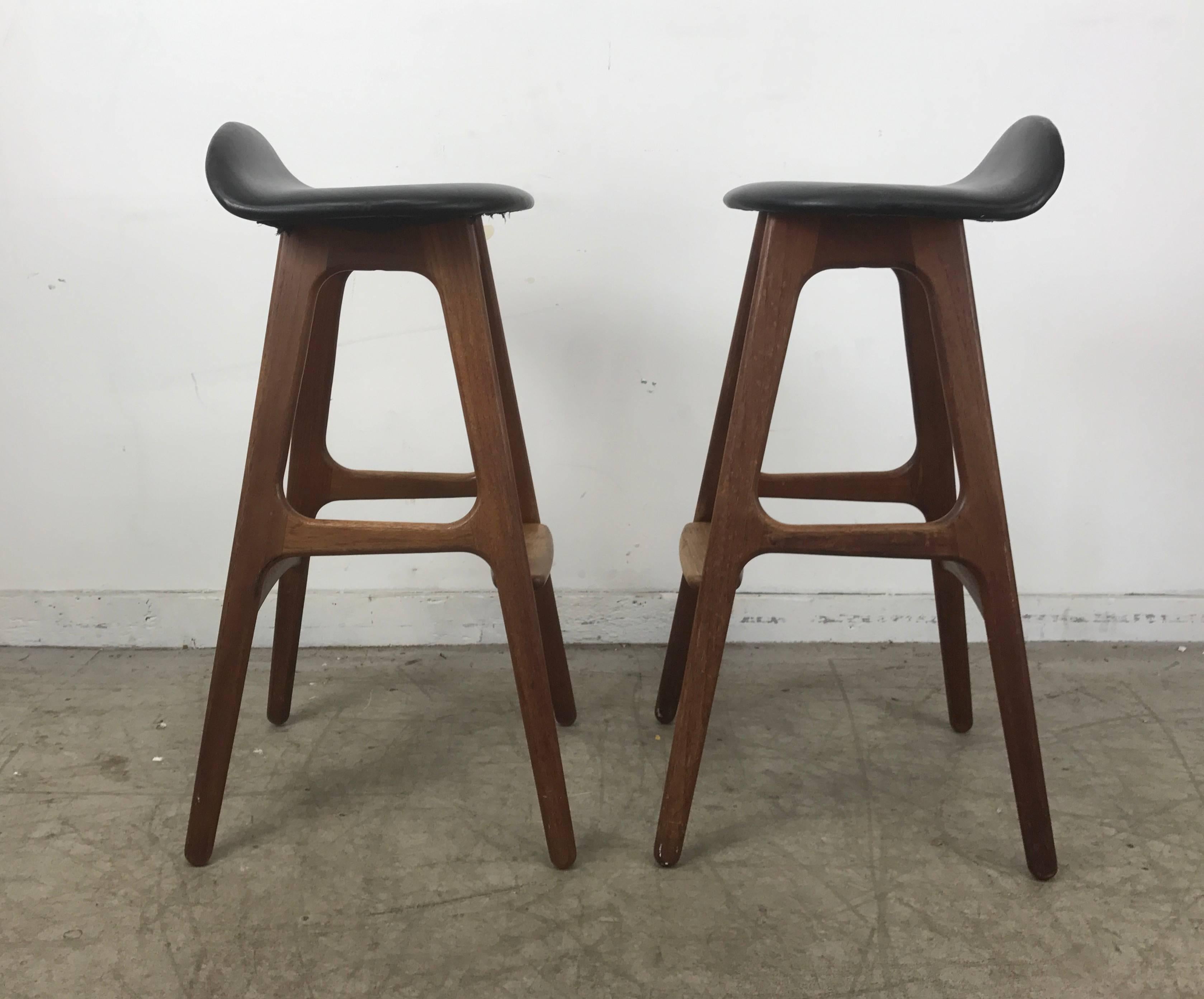 Scandinavian Modern Classic Danish Modern Bar or Counter Stools by Erik Buch