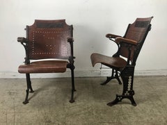 Early Cast Iron and Wood Theater or Opera Chairs A.H. Andrews, circa 1886