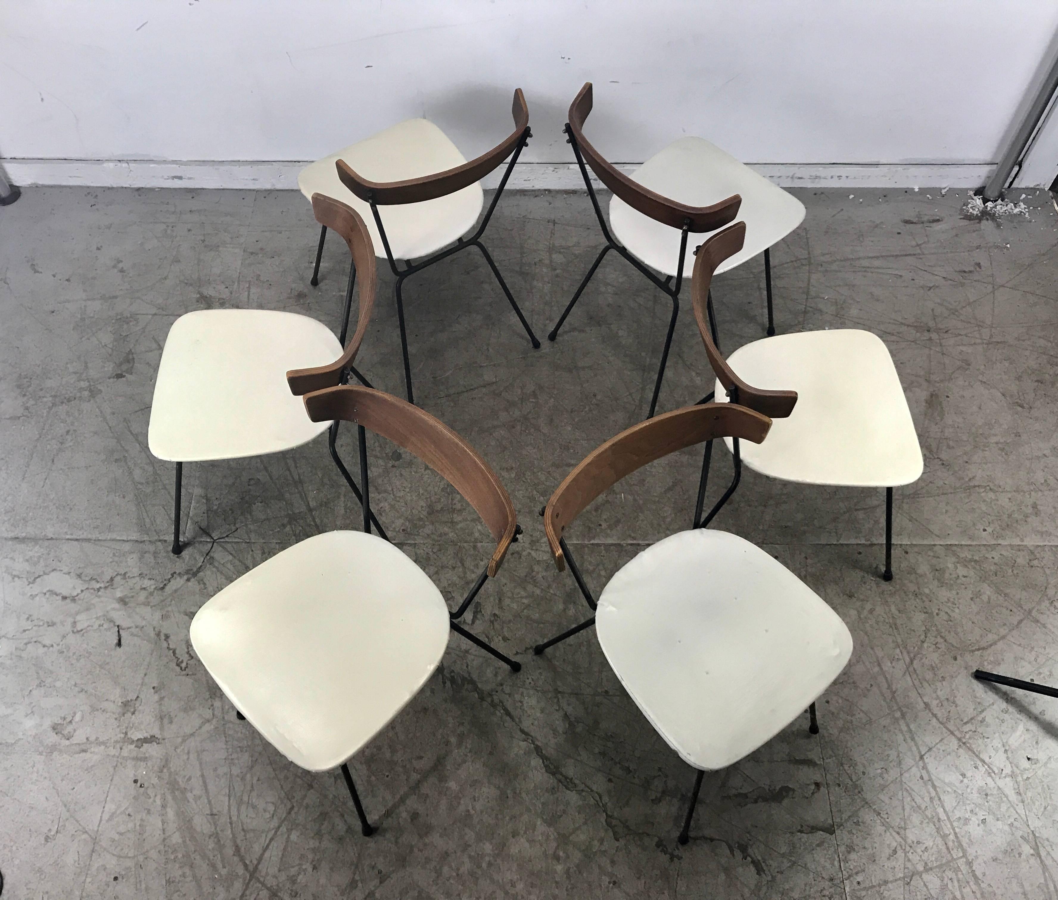 Mid-Century Modern Classic Modernist Dining Chairs. Iron and Plywood by Clifford Pascoe