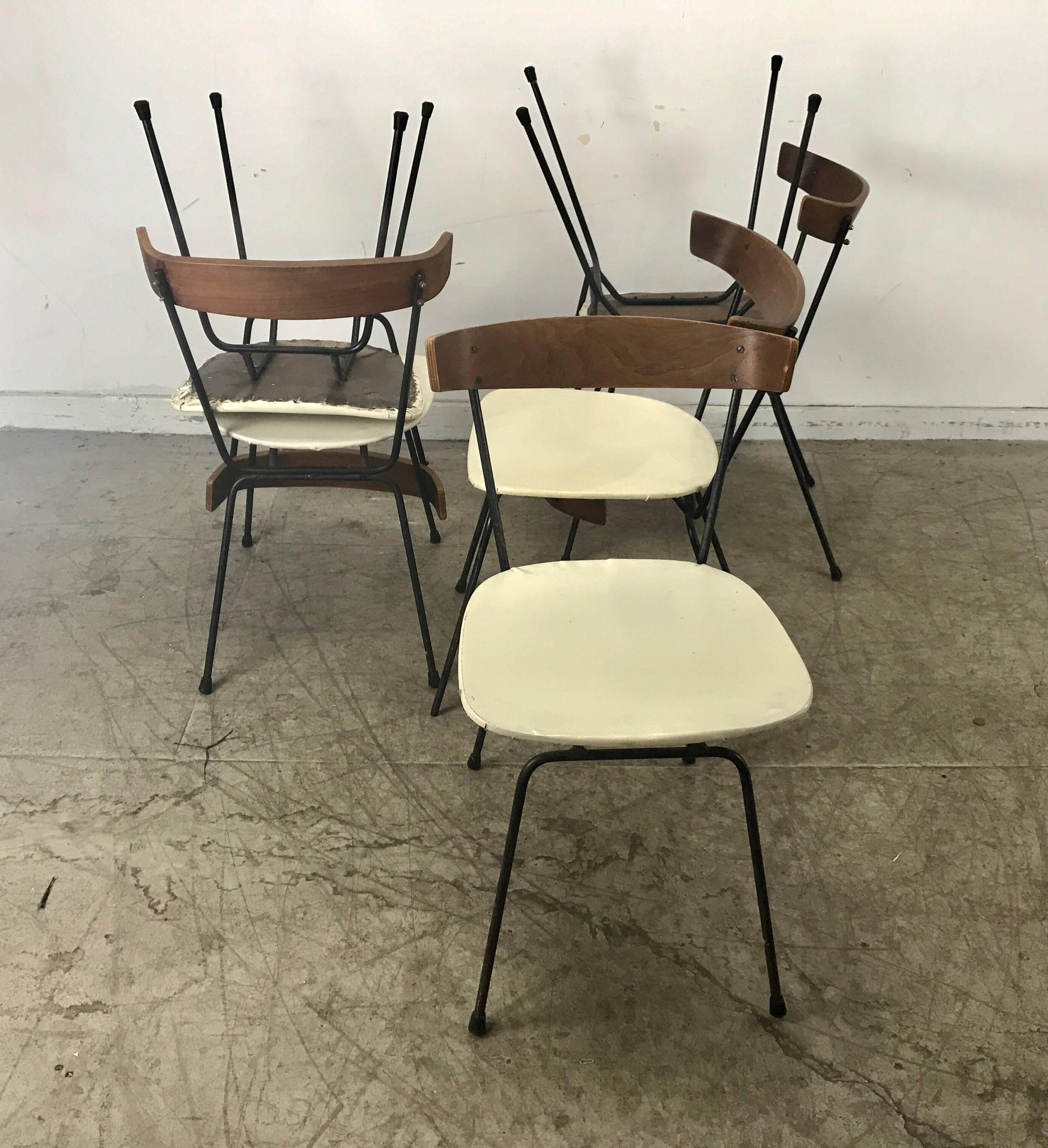 American Classic Modernist Dining Chairs. Iron and Plywood by Clifford Pascoe
