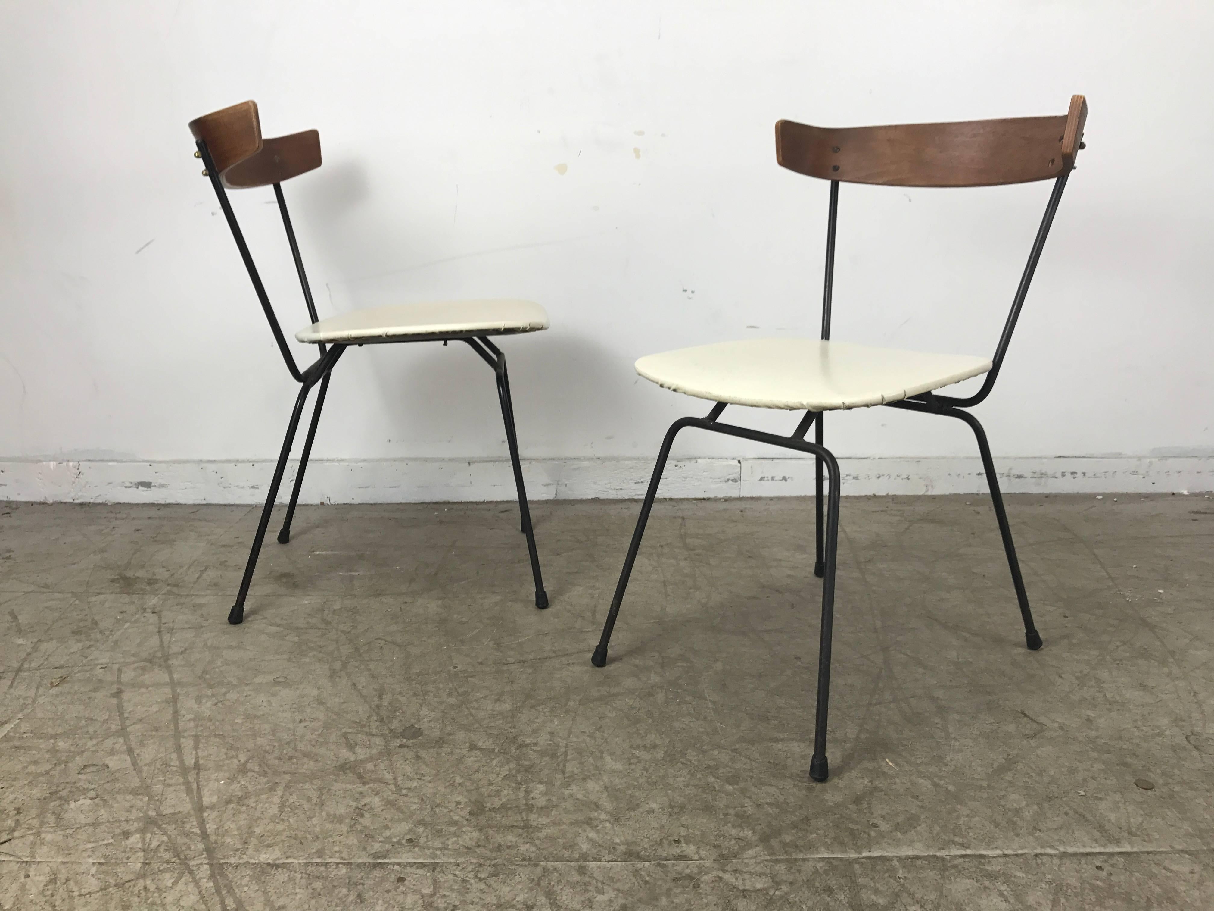 Classic Modernist Dining Chairs. Iron and Plywood by Clifford Pascoe In Good Condition In Buffalo, NY