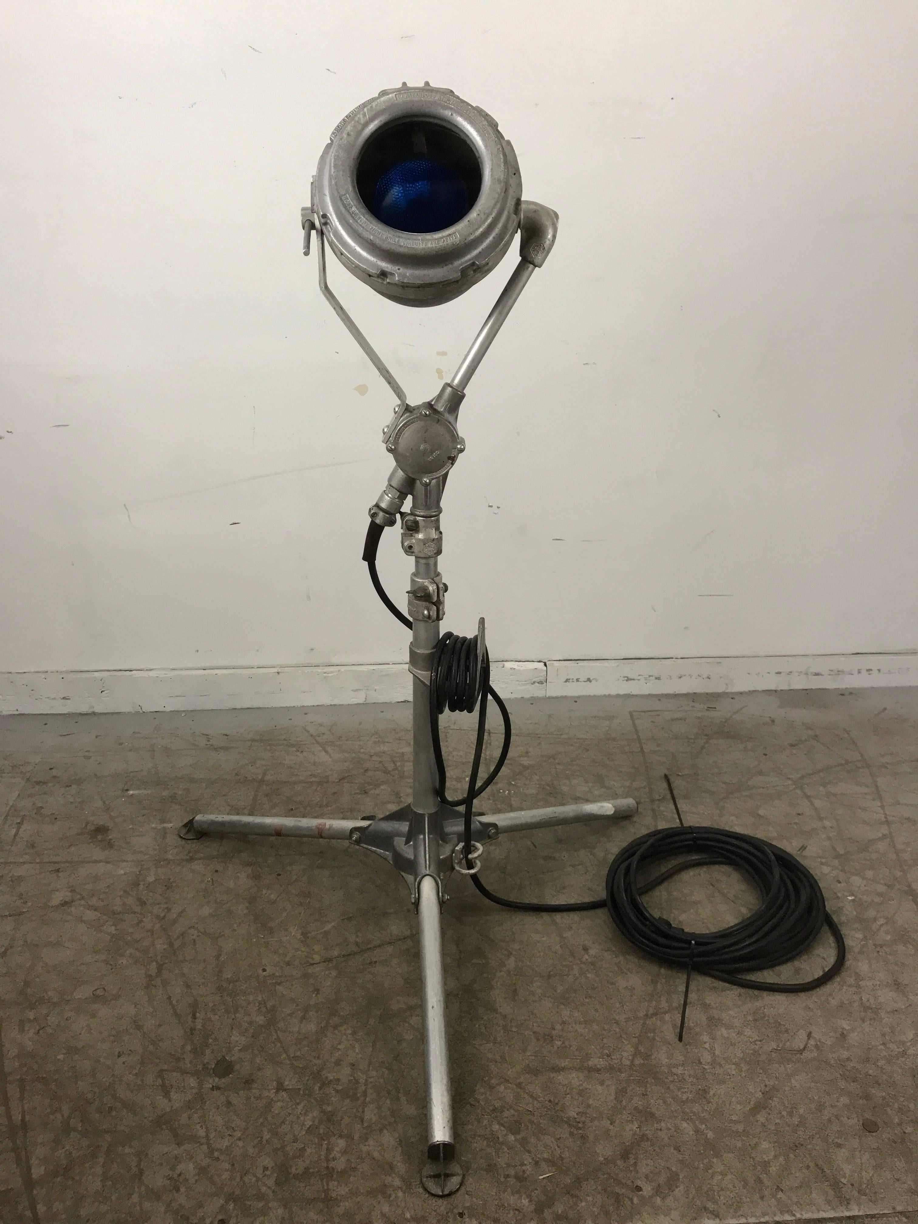 Mid-20th Century Industrial Floor Lamp, Nautical, Search Light Made by Crouse-Hinds